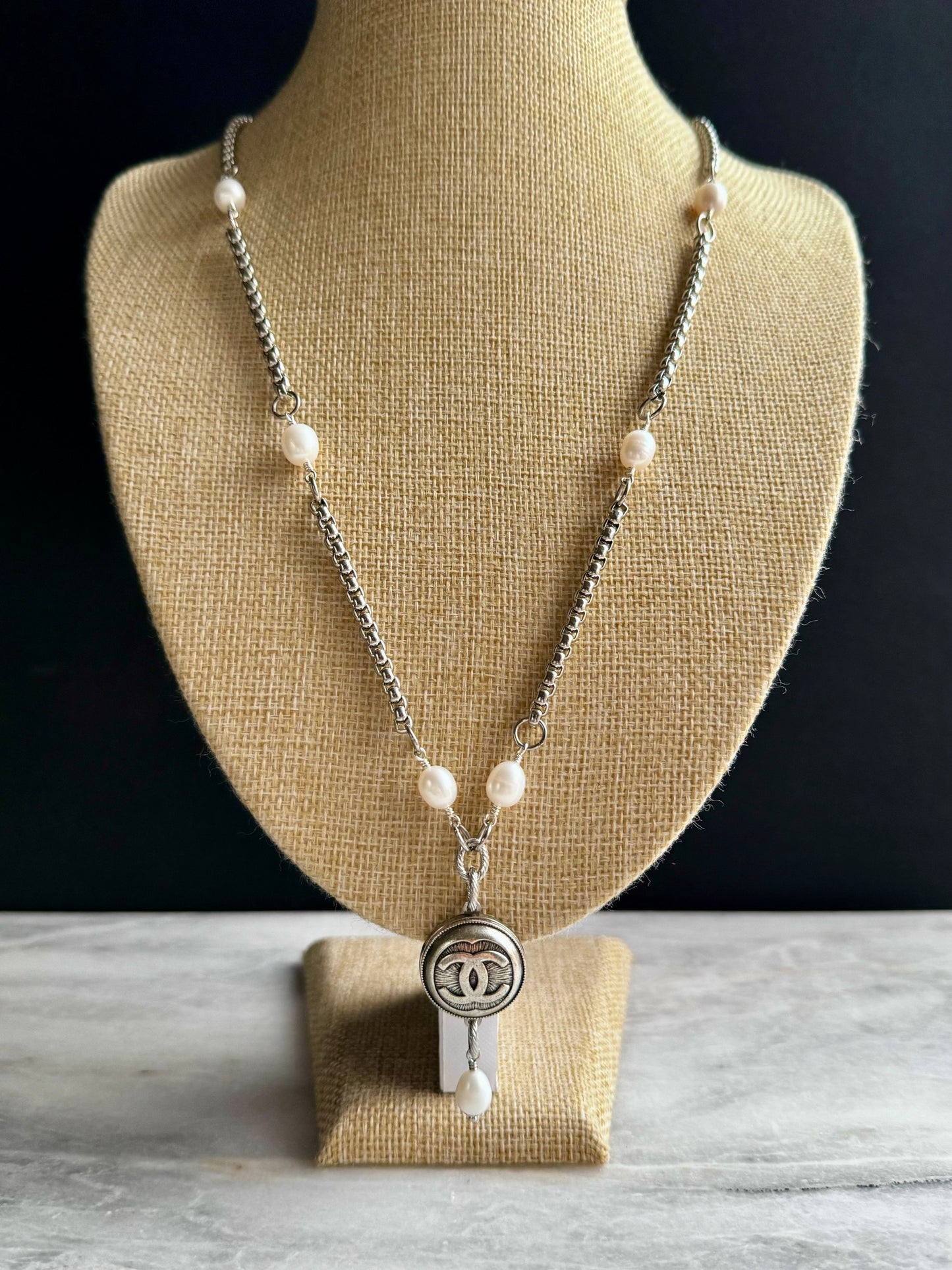 Extremely rare Authentic Reworked silver Button Necklace
