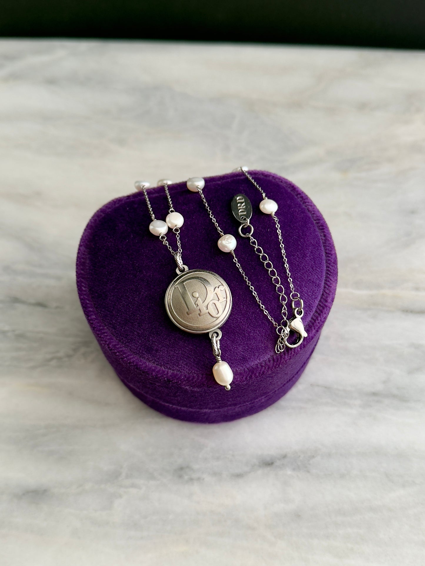 🤍 MOTHER OF PEARL One of a kind Authentic Reworked Dior button necklace