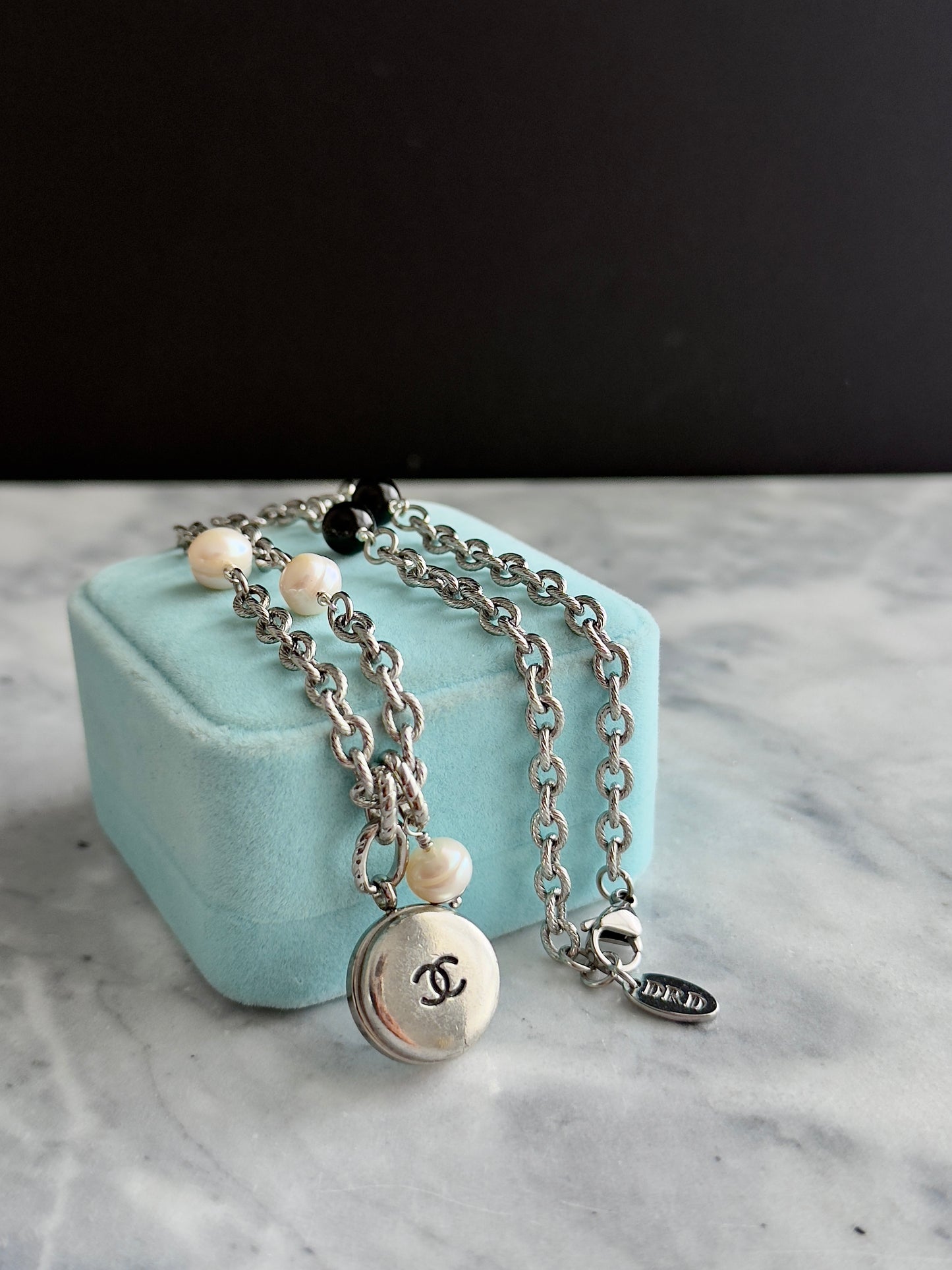 🖤 Extremely rare Authentic Reworked silver Button Necklace