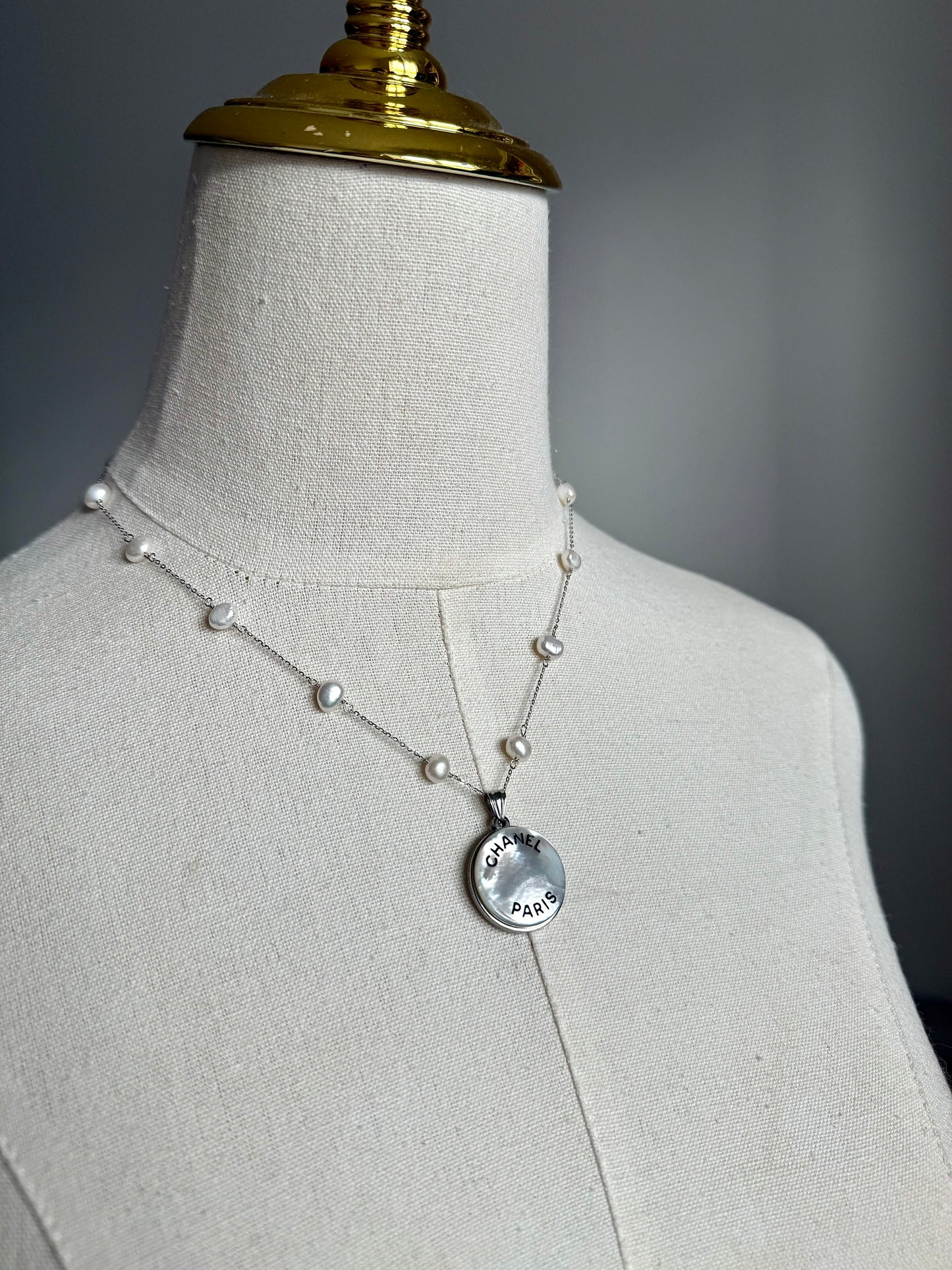 🤍 One of a kind Authentic Reworked button pearl necklace