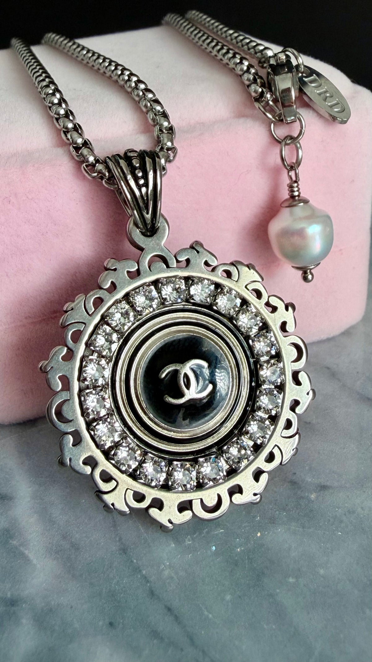 ✨ RARE Large Vintage Authentic reworked silver button Necklace