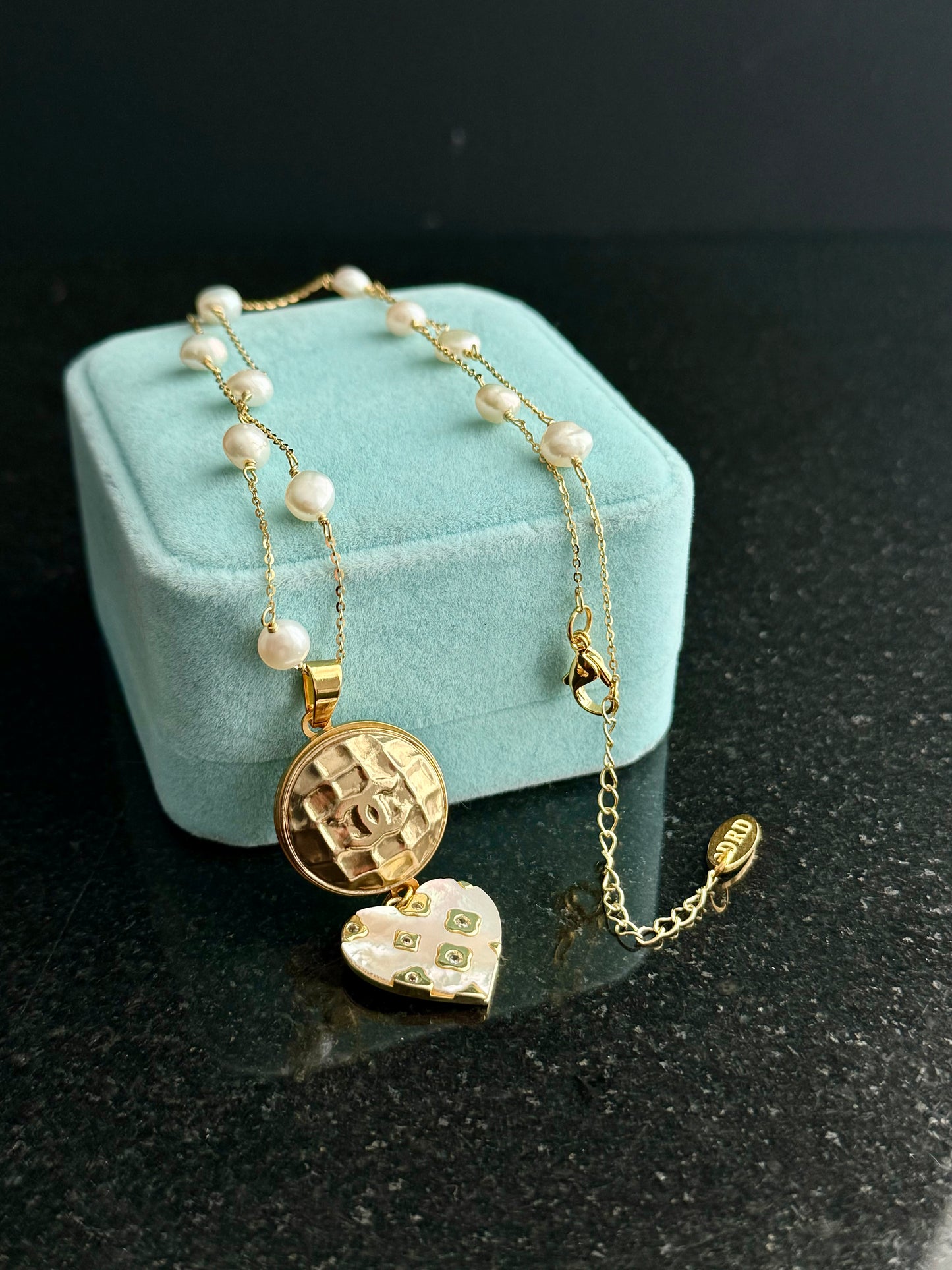 ✨ One of a kind delicate Authentic Reworked button necklace