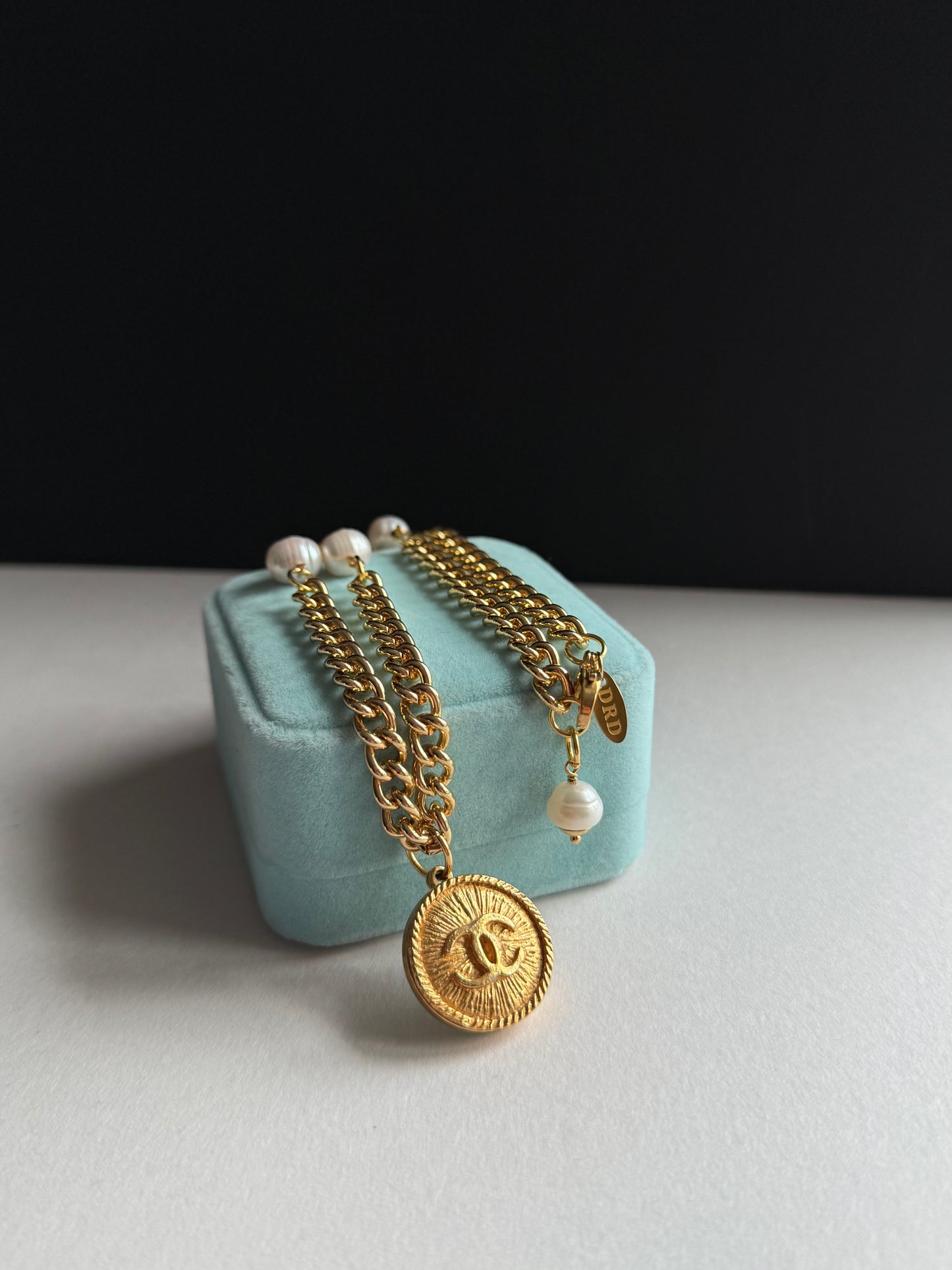 Extremely rare Authentic Reworked gold Button Necklace