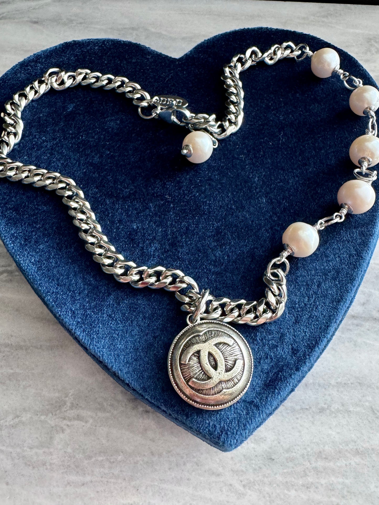 Extremely rare Authentic Reworked silver Button Necklace