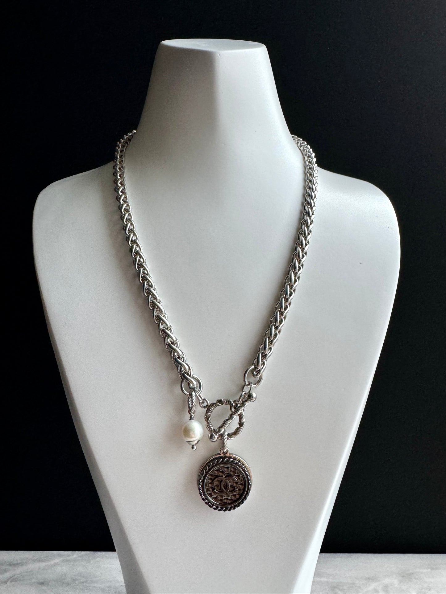 Extremely rare Authentic Reworked silver Button Necklace