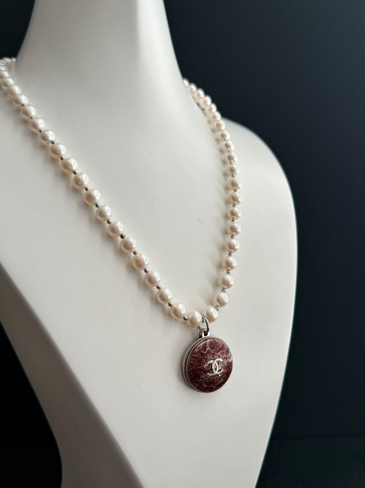 Authentic silver reworked button Necklace • SUPER RARE ONE OF A KIND PIECE