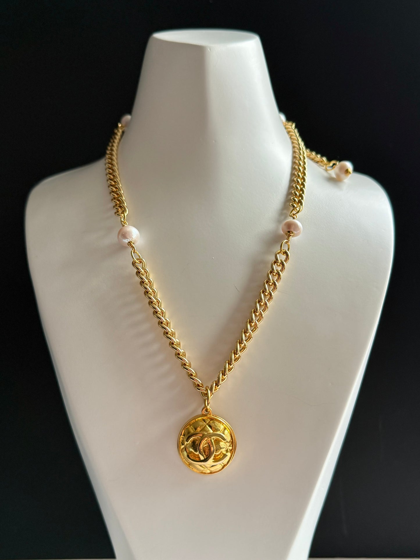 Extremely rare Authentic Reworked gold Button Necklace