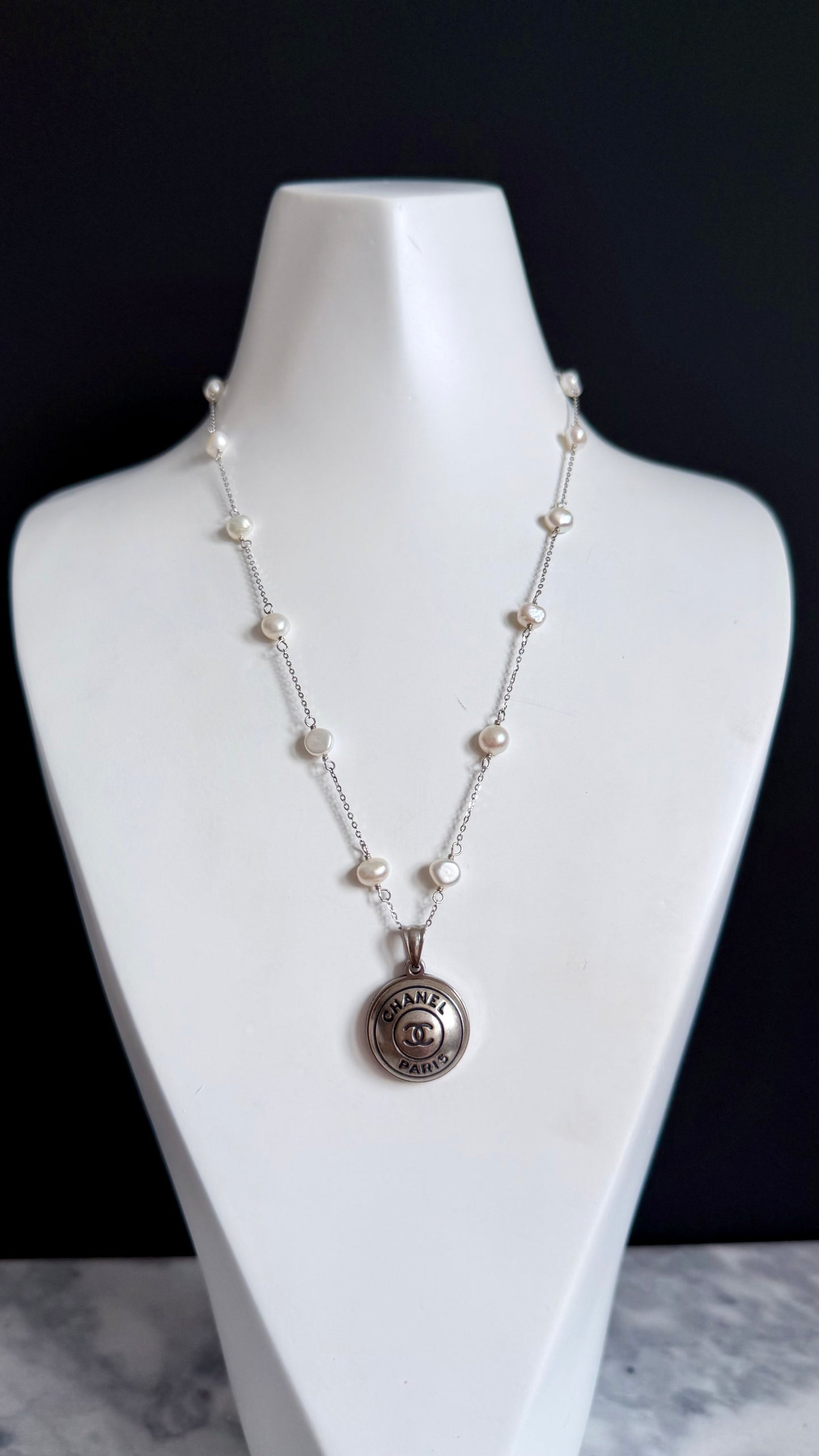 🖤 One of a kind delicate Authentic Reworked button necklace