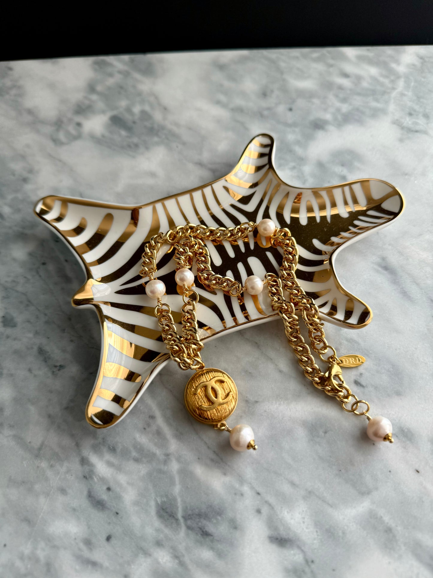 Extremely rare Authentic Reworked gold Button Necklace