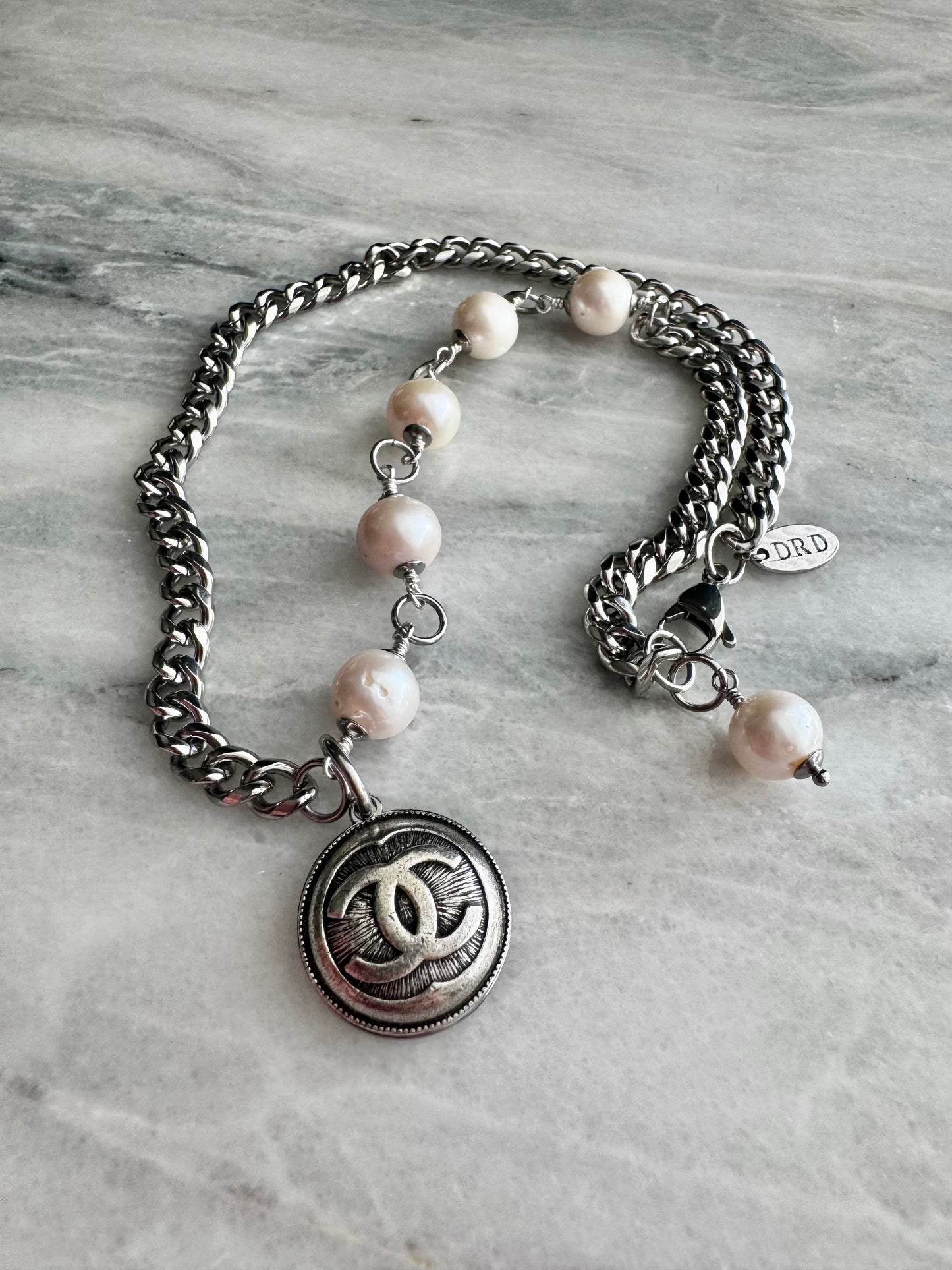 Extremely rare Authentic Reworked silver Button Necklace
