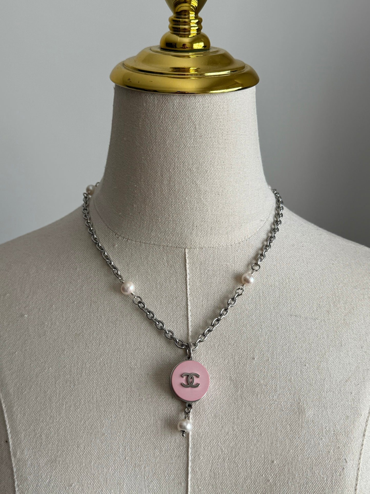 🖤 Extremely rare Authentic Reworked silver Button Necklace