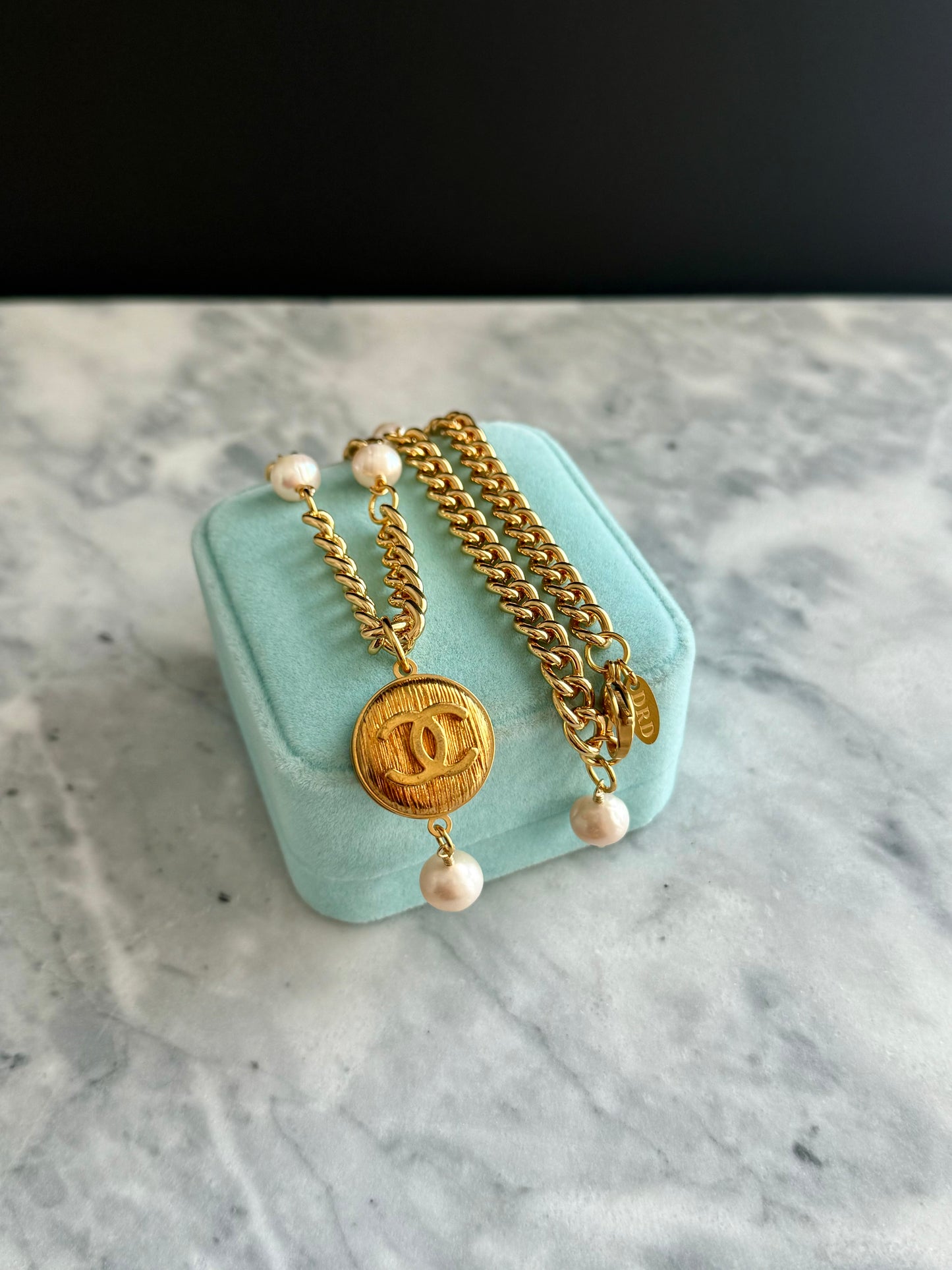 Extremely rare Authentic Reworked gold Button Necklace