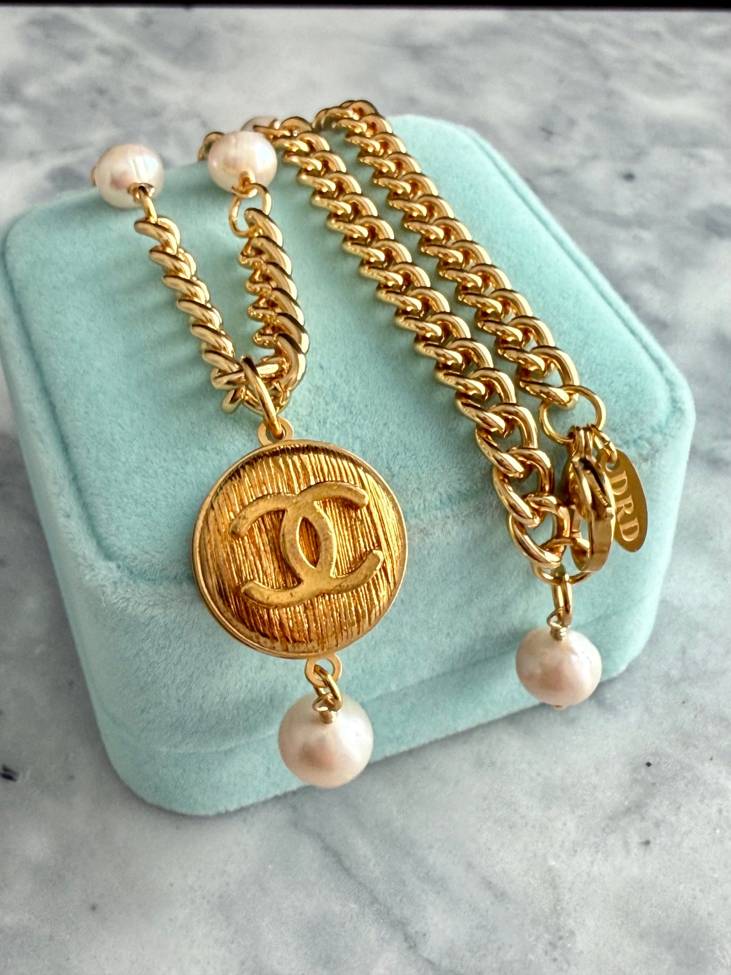 Extremely rare Authentic Reworked gold Button Necklace