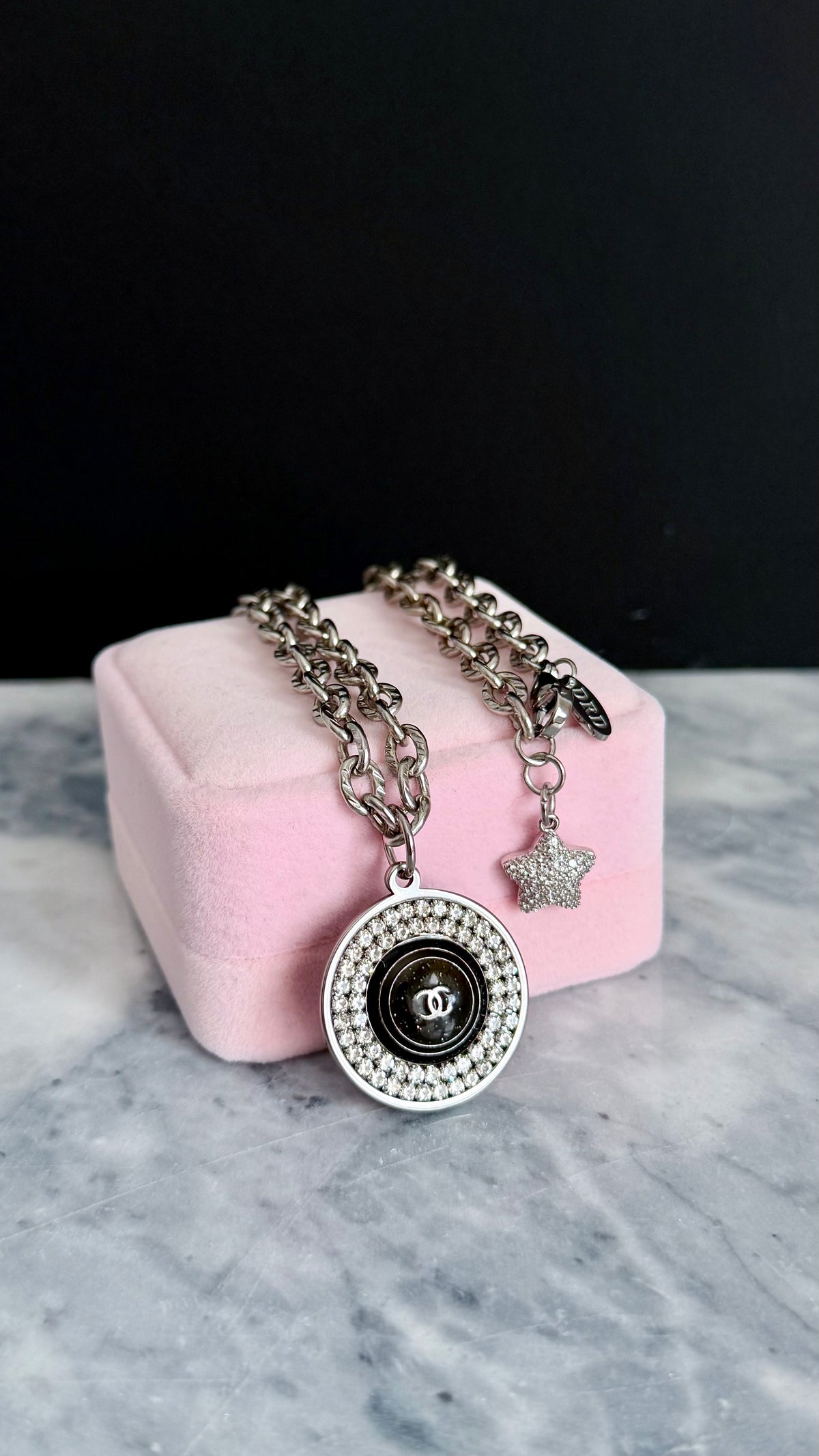 ✨ RARE Large Vintage Authentic reworked silver button Necklace