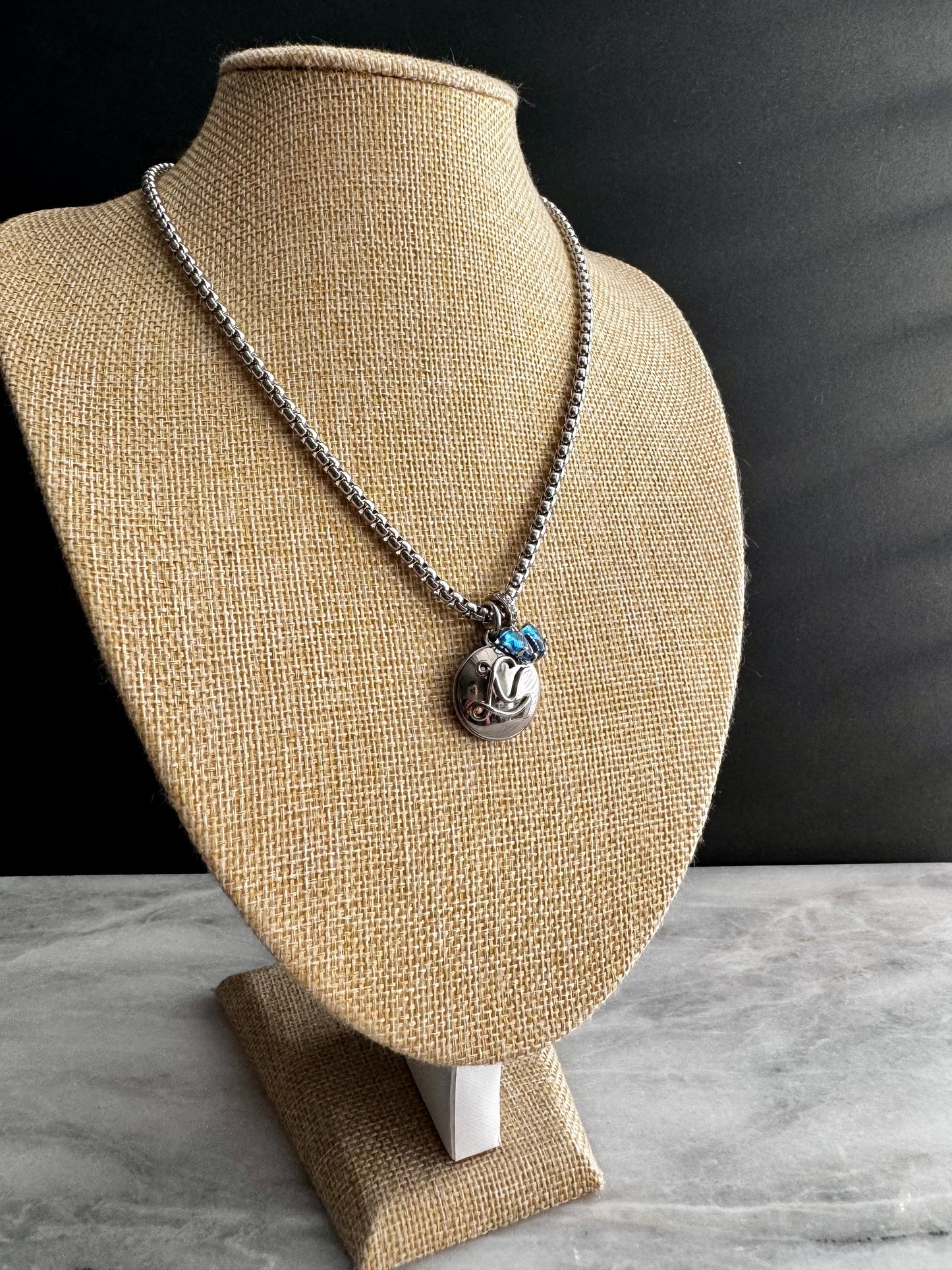 Authentic SILVER reworked Louis Vuitton button Necklace - VERY rare!