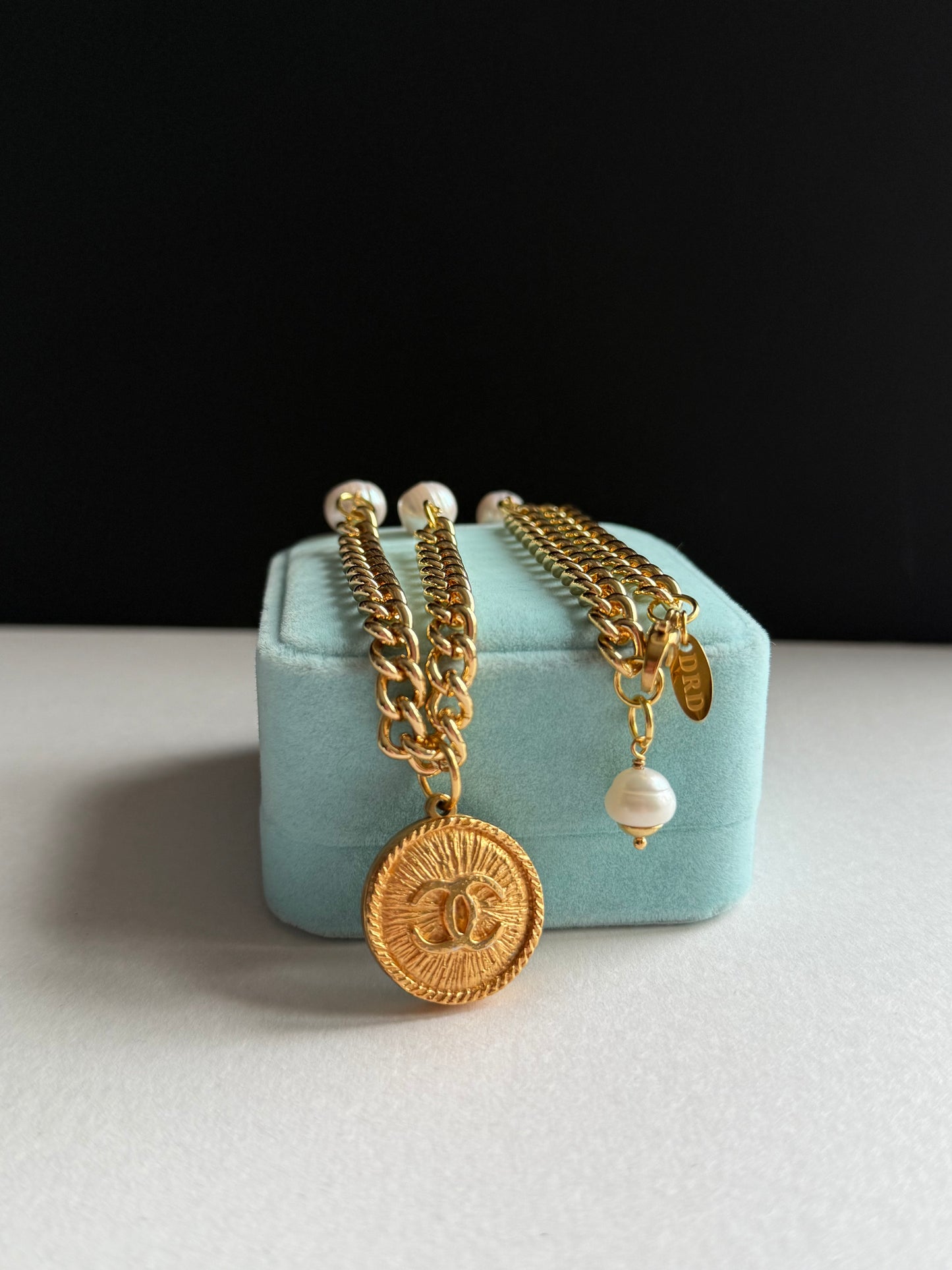 Extremely rare Authentic Reworked gold Button Necklace