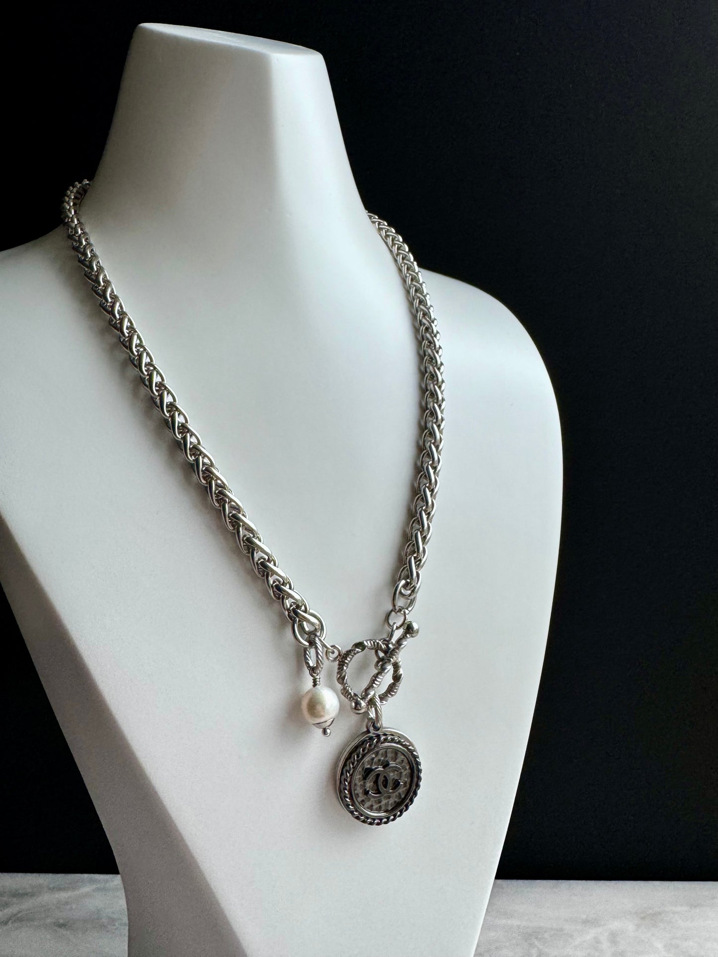 Extremely rare Authentic Reworked silver Button Necklace