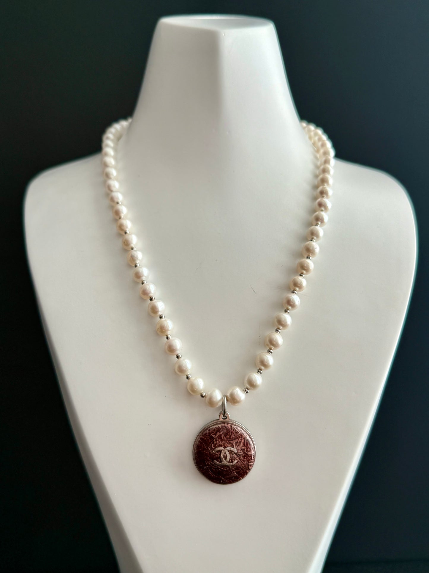 Authentic silver reworked button Necklace • SUPER RARE ONE OF A KIND PIECE