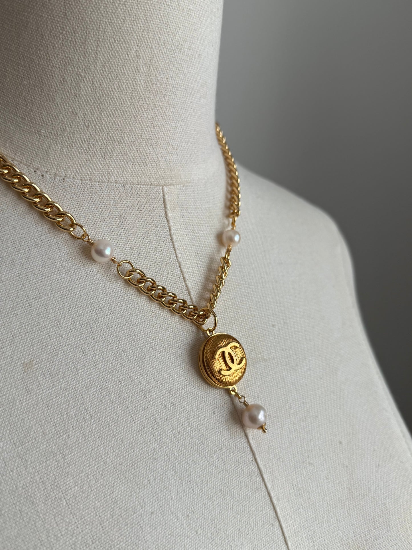 Extremely rare Authentic Reworked gold Button Necklace