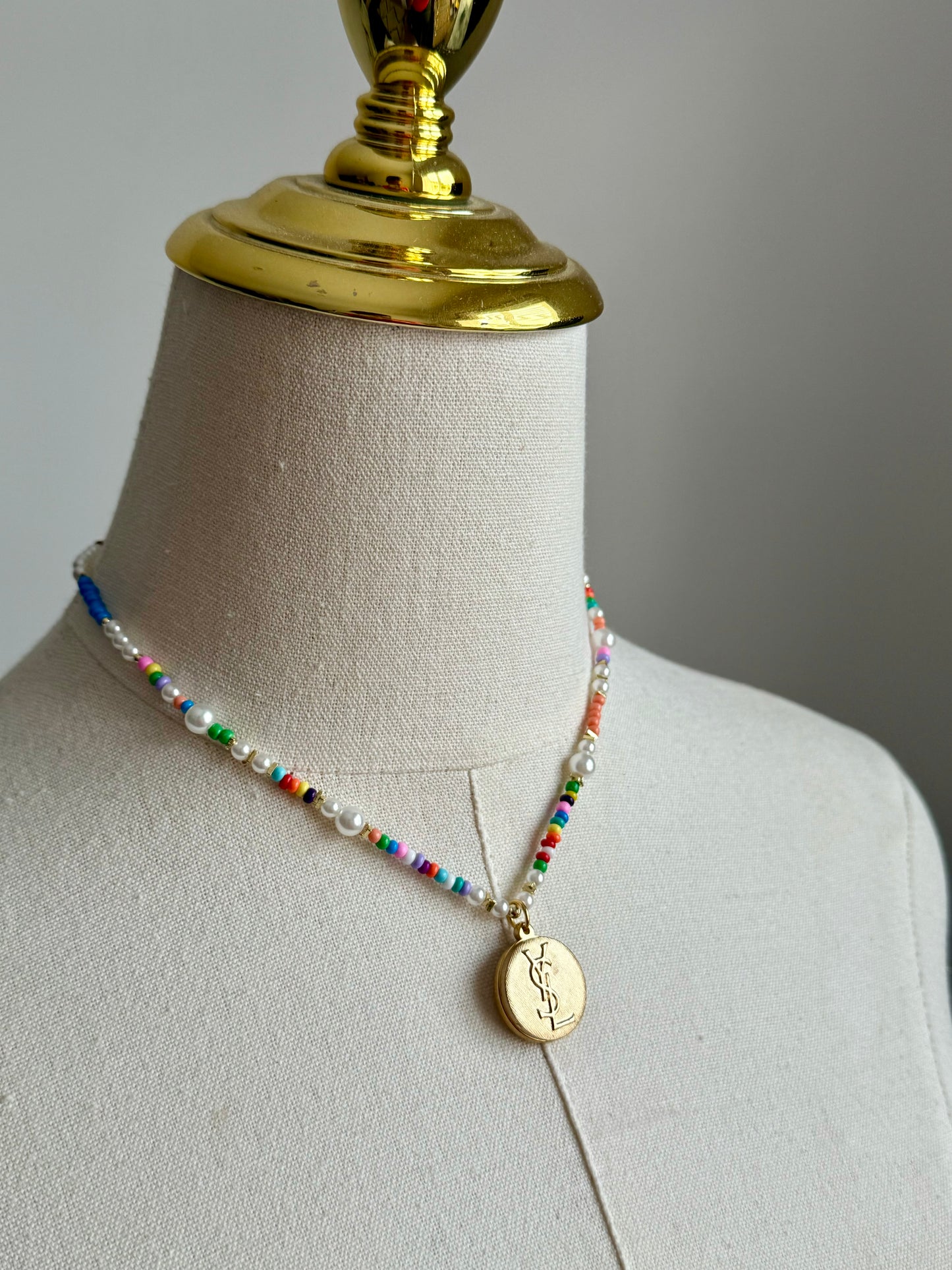 ❤️ Authentic gold reworked Louis Vuitton button beaded Necklace - VERY rare!