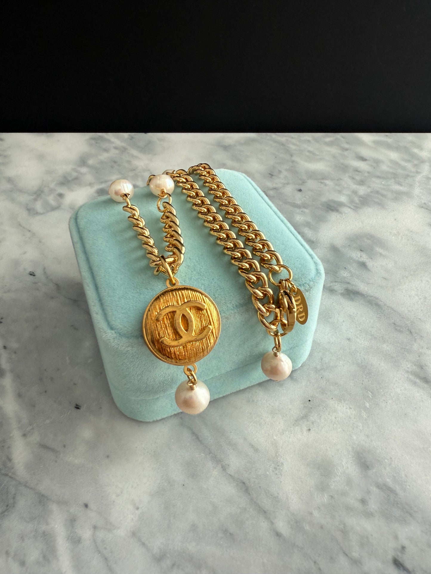 Extremely rare Authentic Reworked gold Button Necklace