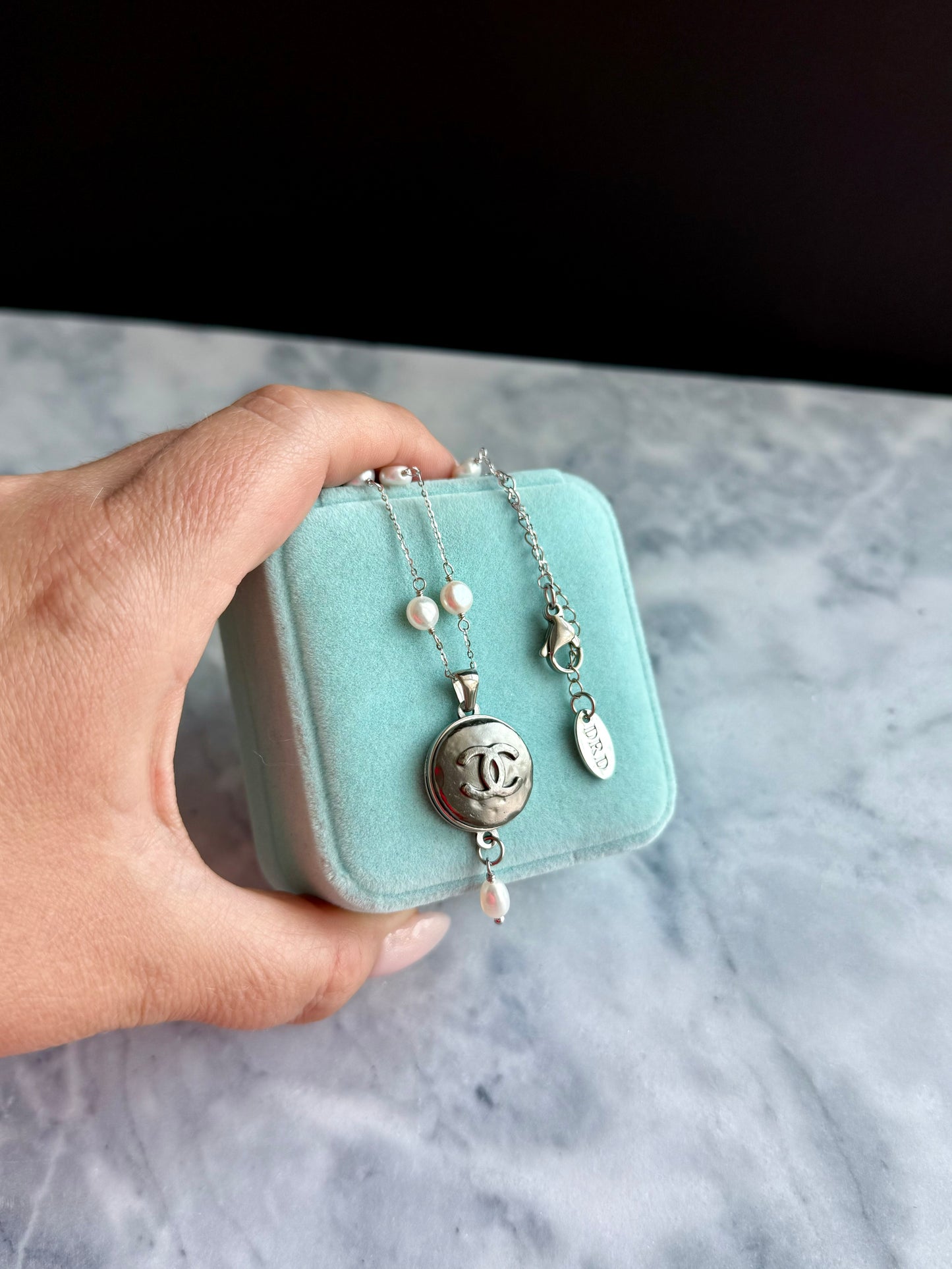 🖤 One of a kind delicate Authentic Reworked button necklace