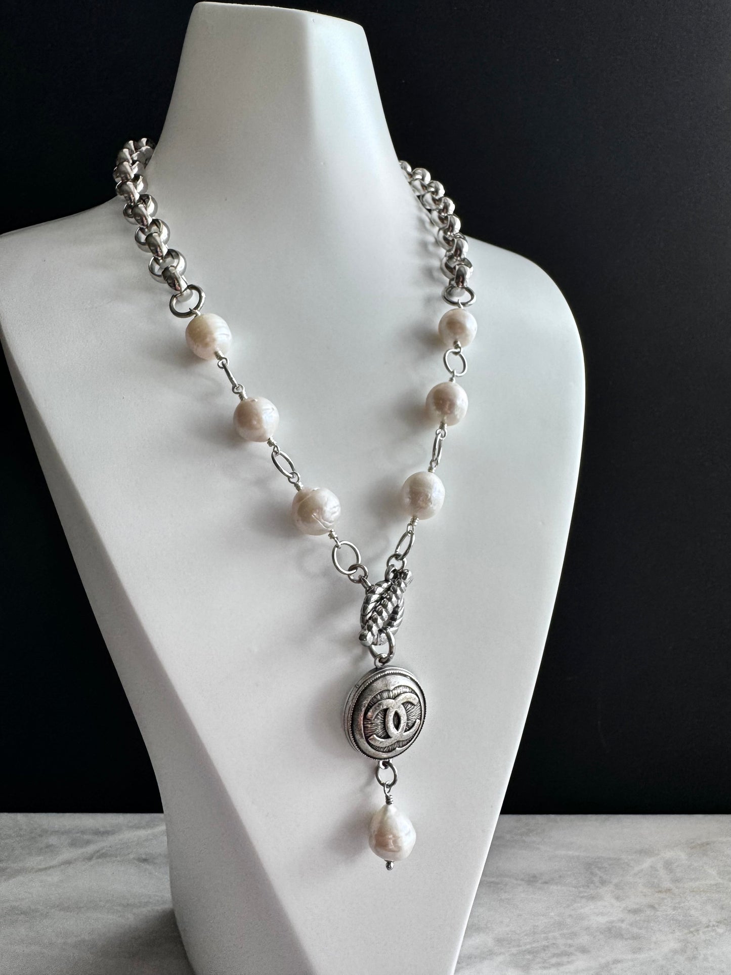 Extremely rare Authentic Reworked silver Button Necklace