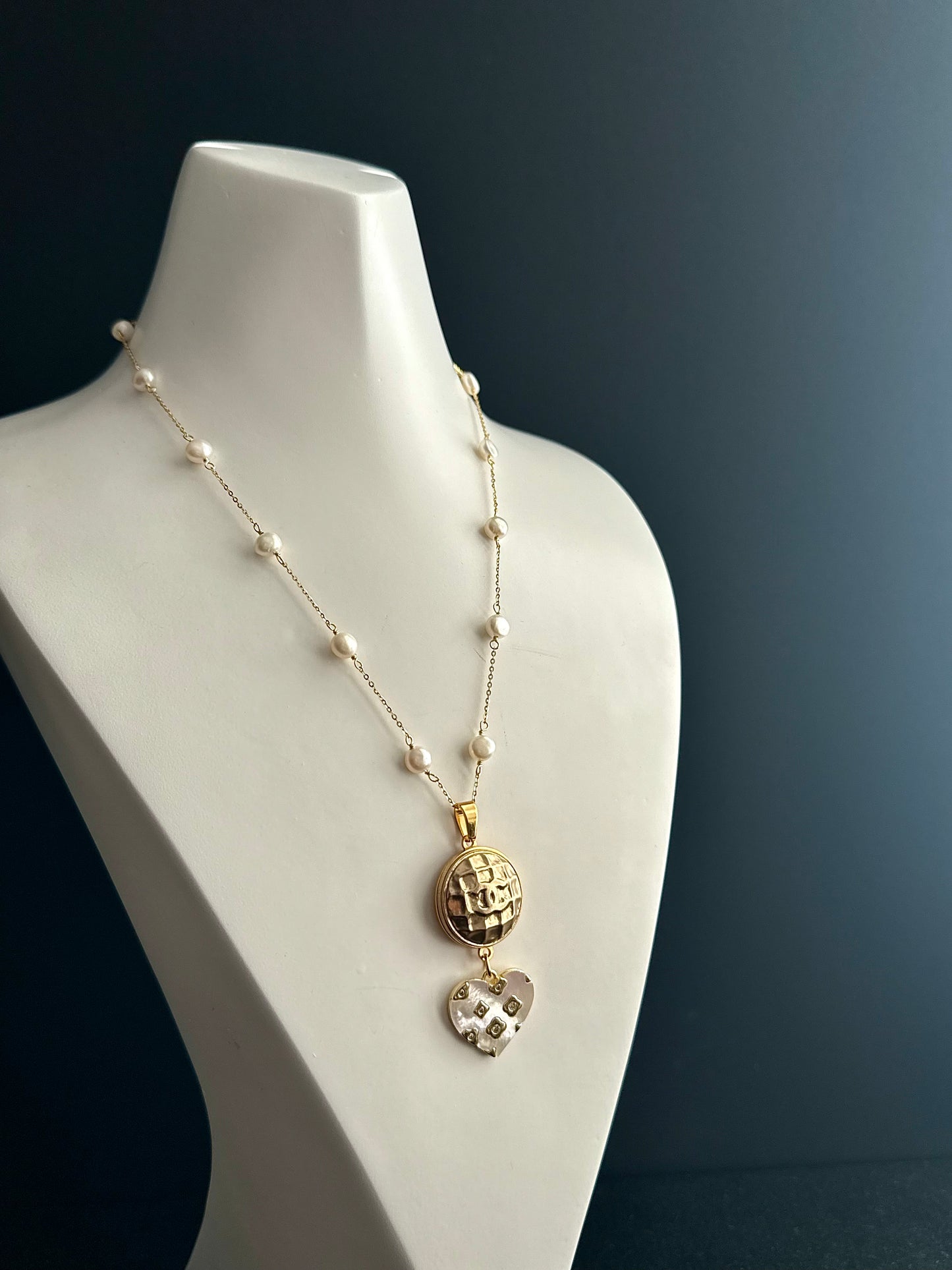 ✨ One of a kind delicate Authentic Reworked button necklace