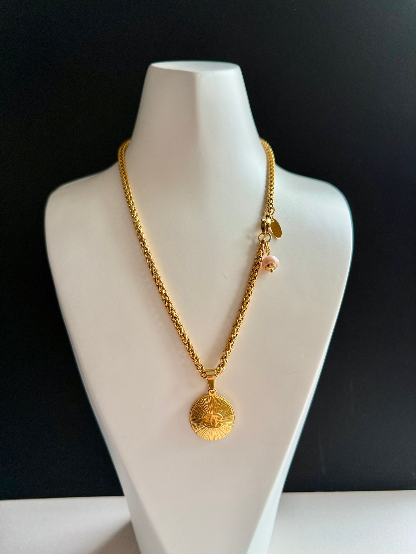 Vintage Authentic reworked Gold button Necklace