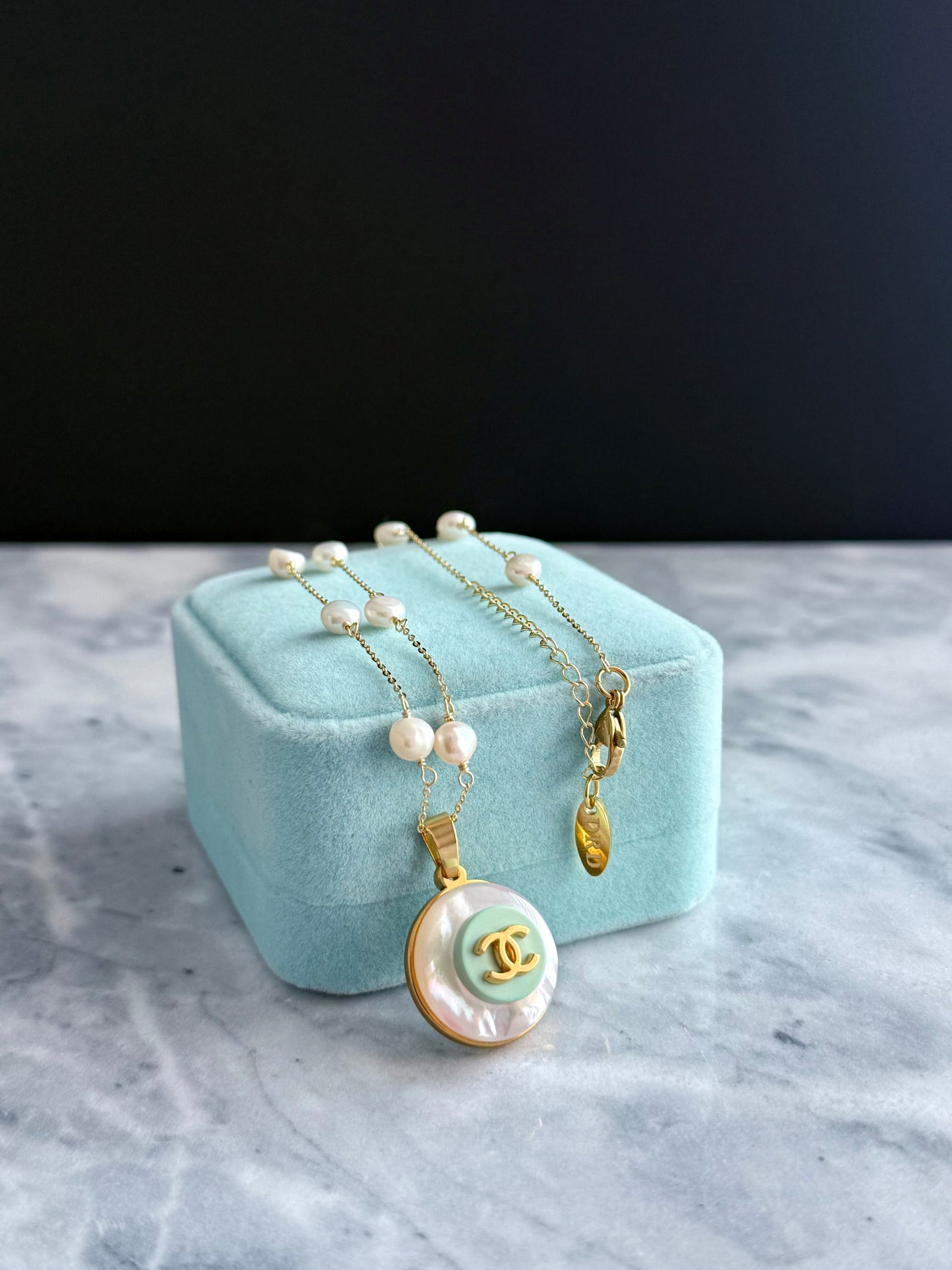 🩵 MOTHER OF PEARL One of a kind Authentic Reworked button necklace