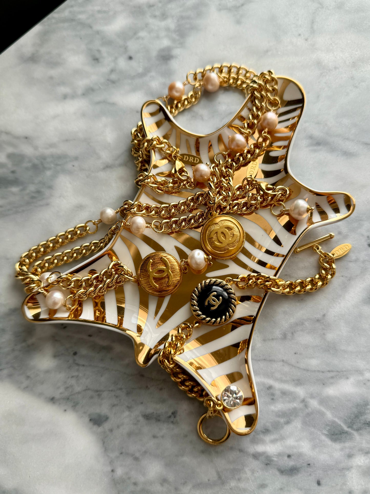 Extremely rare Authentic Reworked gold Button Necklace