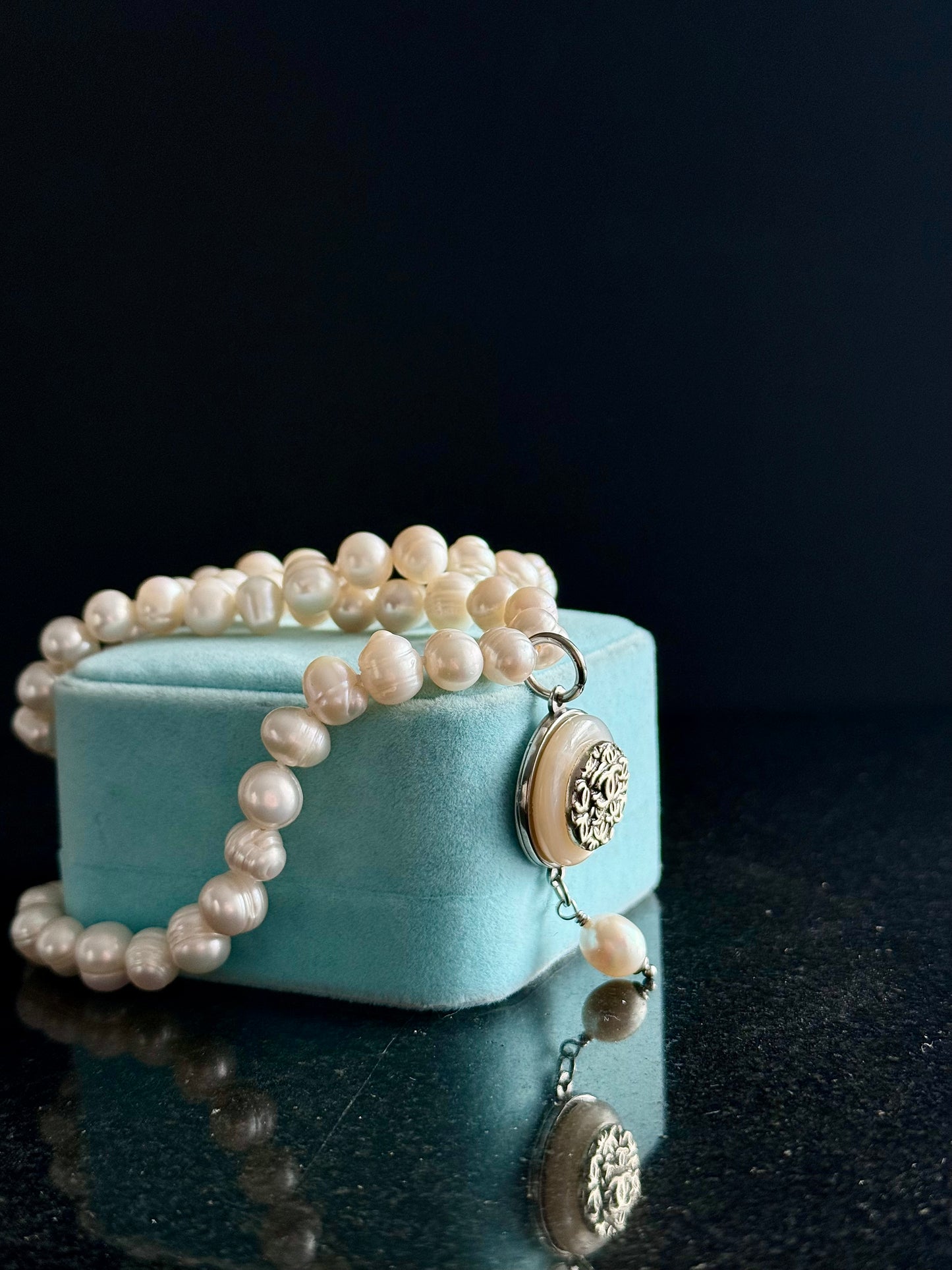 Authentic silver pearl reworked Necklace • SUPER RARE ONE OF A KIND PIECE