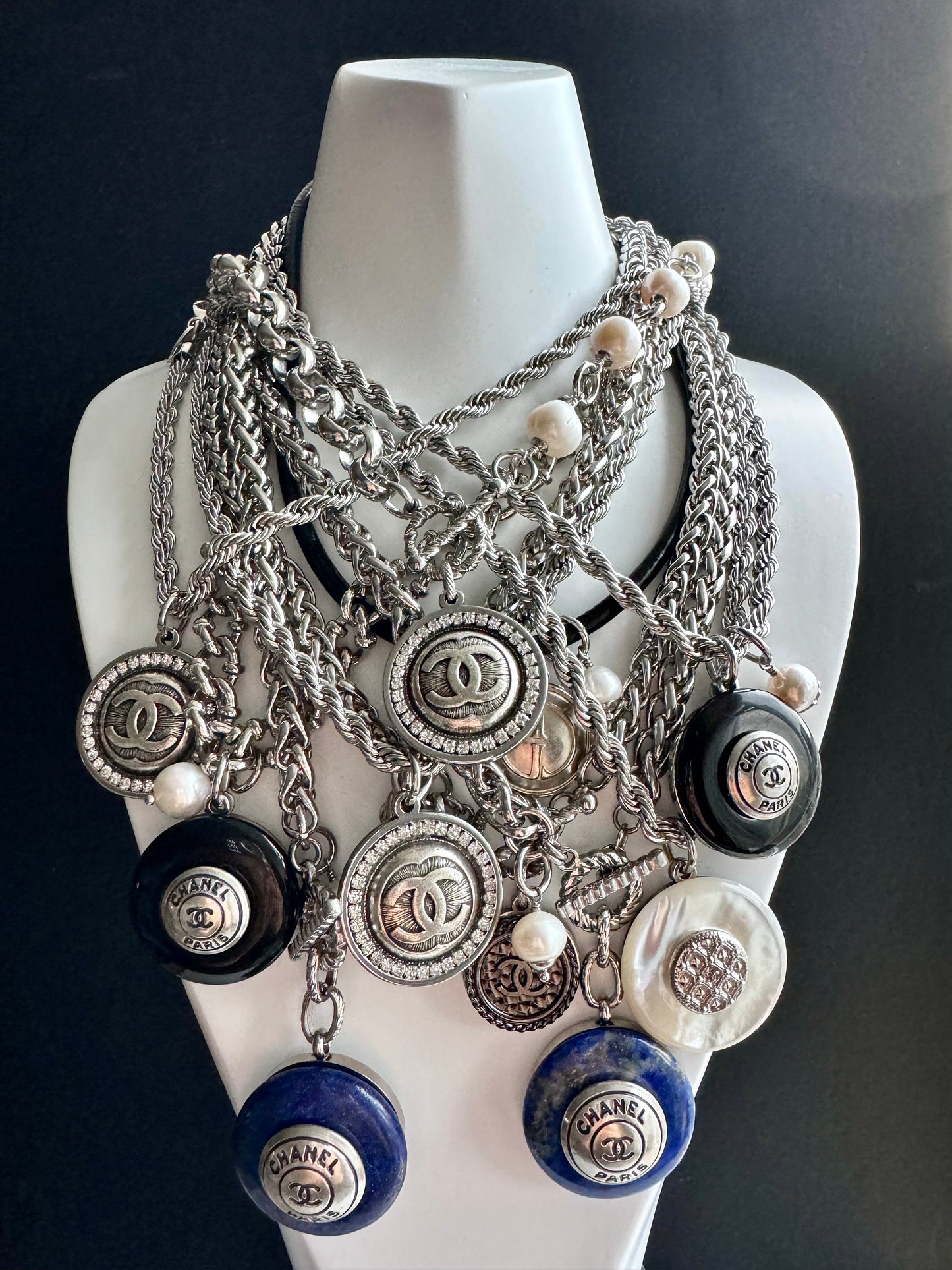 Extremely rare Authentic Reworked silver Button Necklace