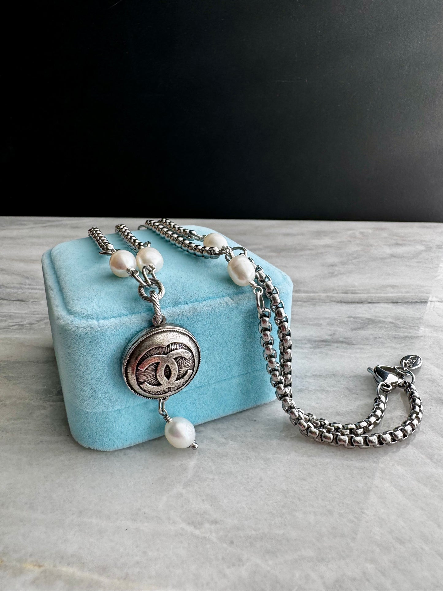 Extremely rare Authentic Reworked silver Button Necklace