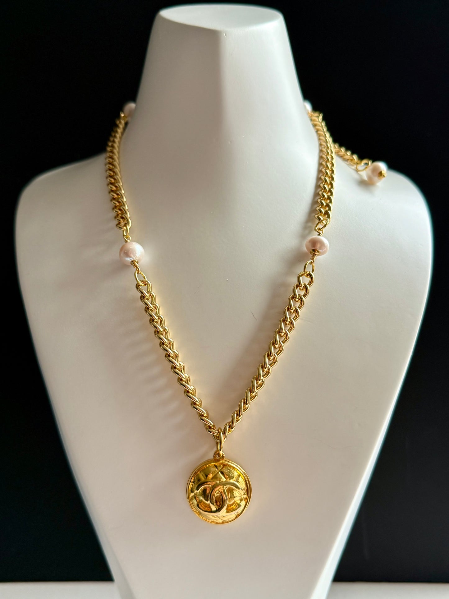 Extremely rare Authentic Reworked gold Button Necklace