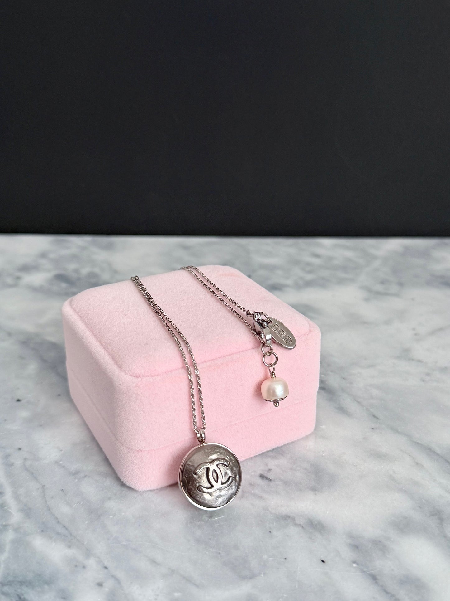 🖤 Reworked Authentic sterling silver button necklace with sterling silver chain