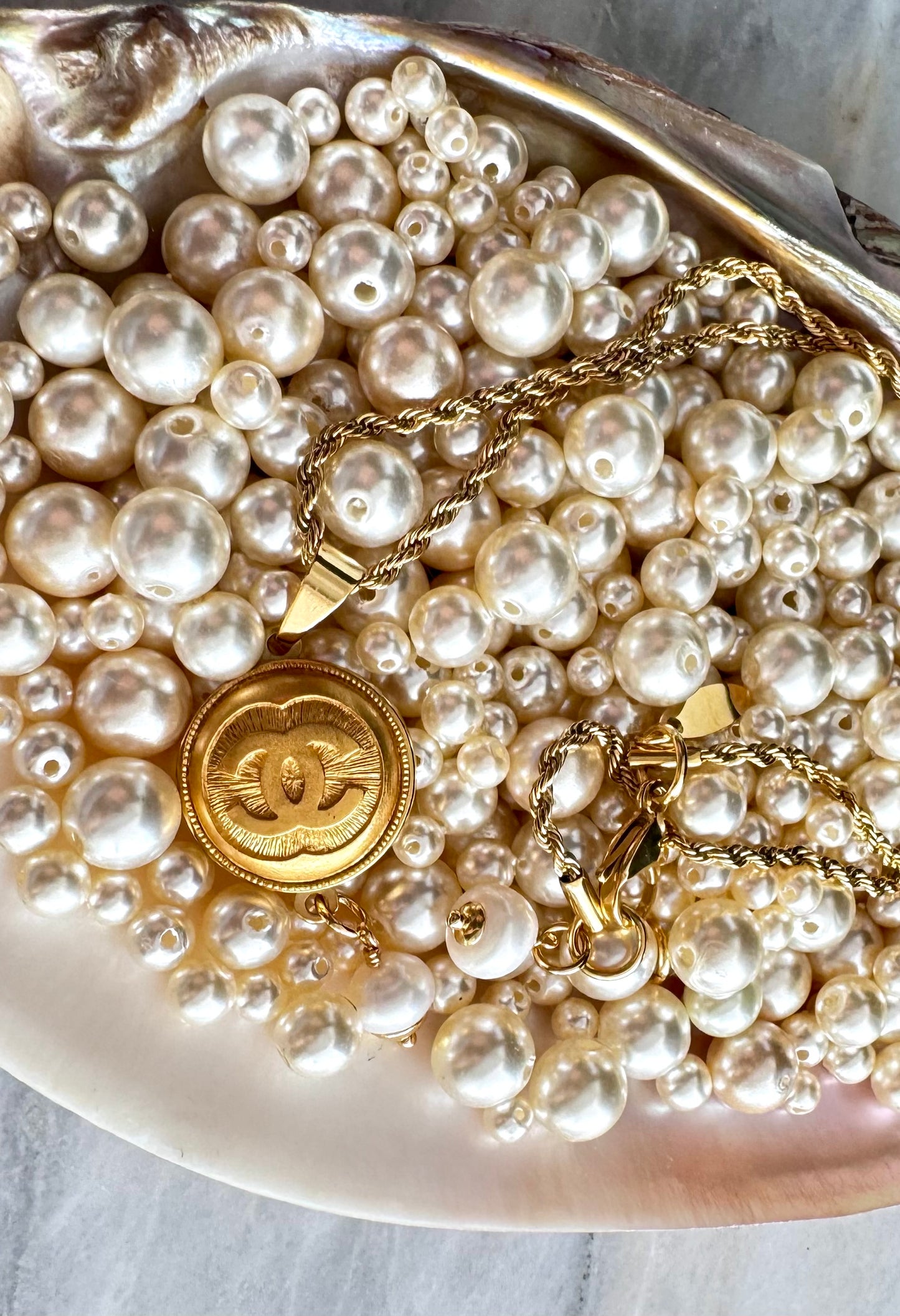 ✨ Vintage Authentic reworked Gold button Necklace