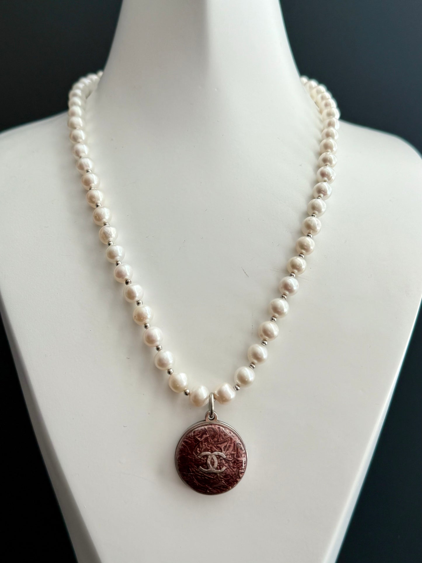 Authentic silver reworked button Necklace • SUPER RARE ONE OF A KIND PIECE
