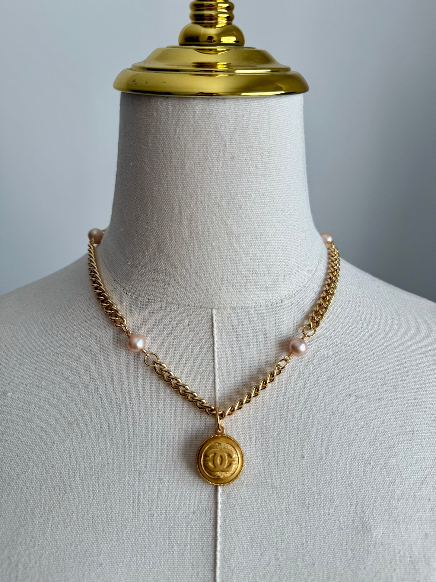 Extremely rare Authentic Reworked gold Button Necklace