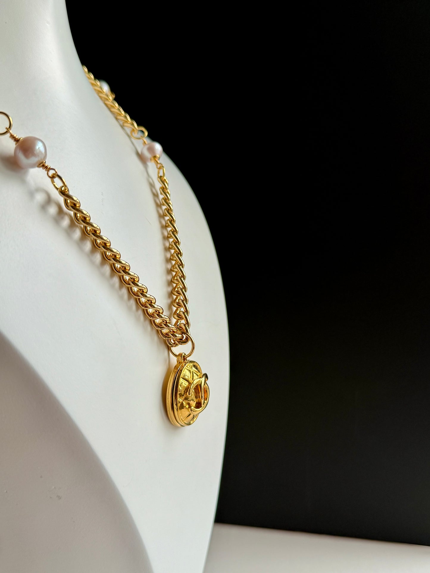 Extremely rare Authentic Reworked gold Button Necklace