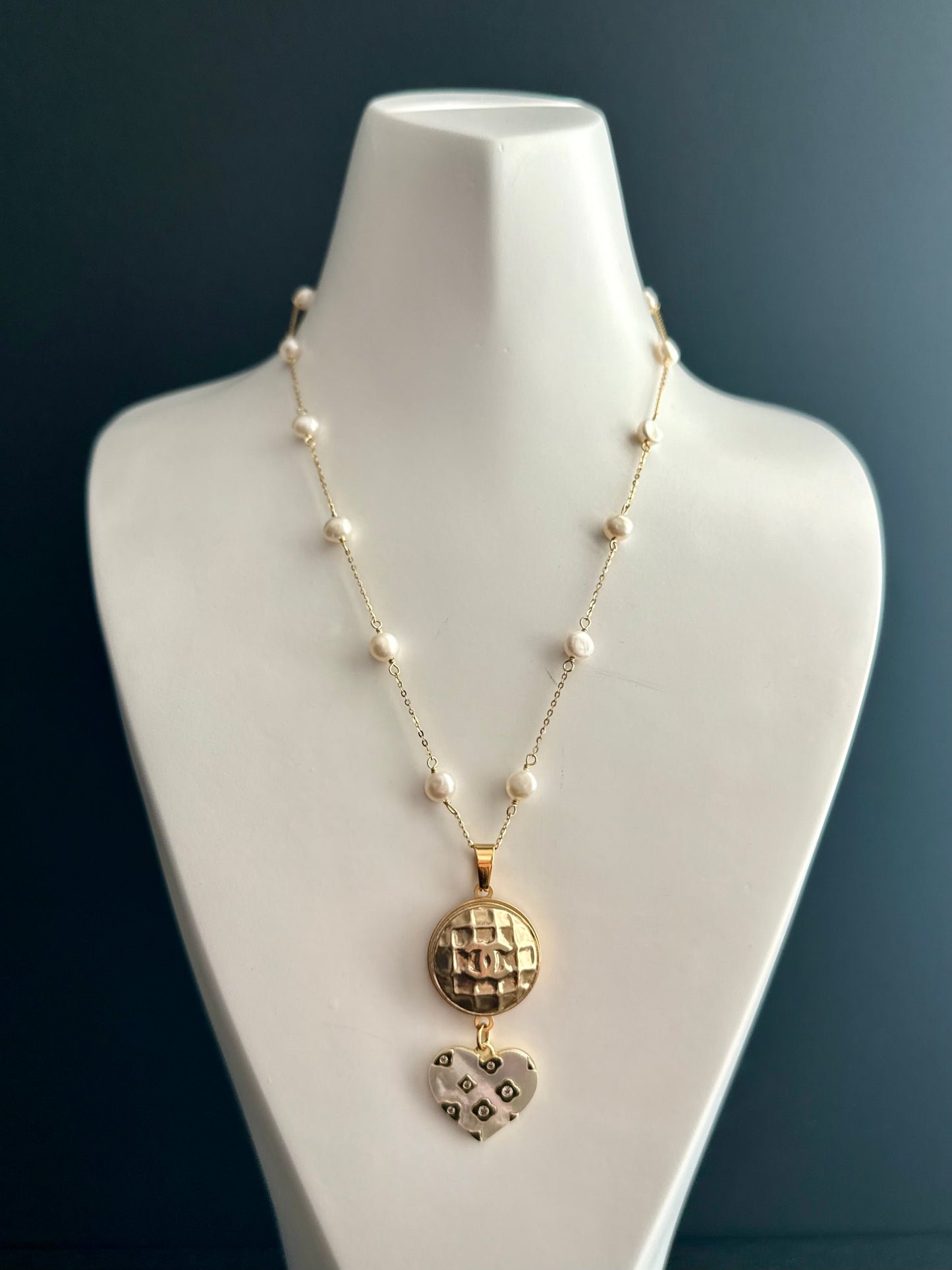 ✨ One of a kind delicate Authentic Reworked button necklace