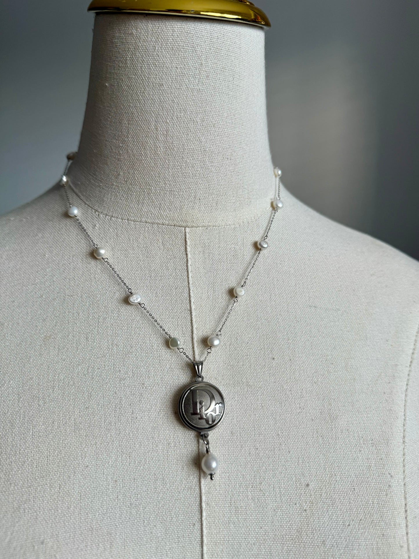 🤍 One of a kind Authentic Reworked Dior button necklace