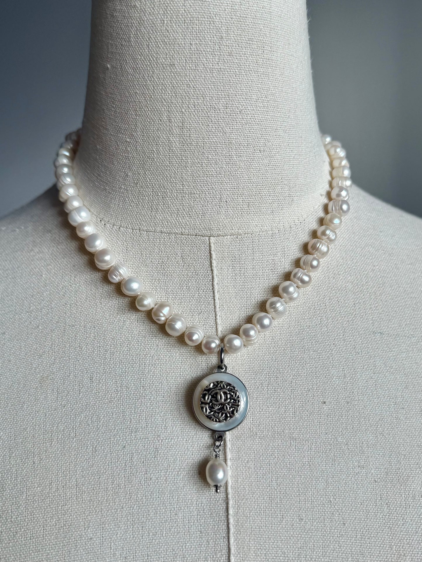 Authentic silver pearl reworked Necklace • SUPER RARE ONE OF A KIND PIECE