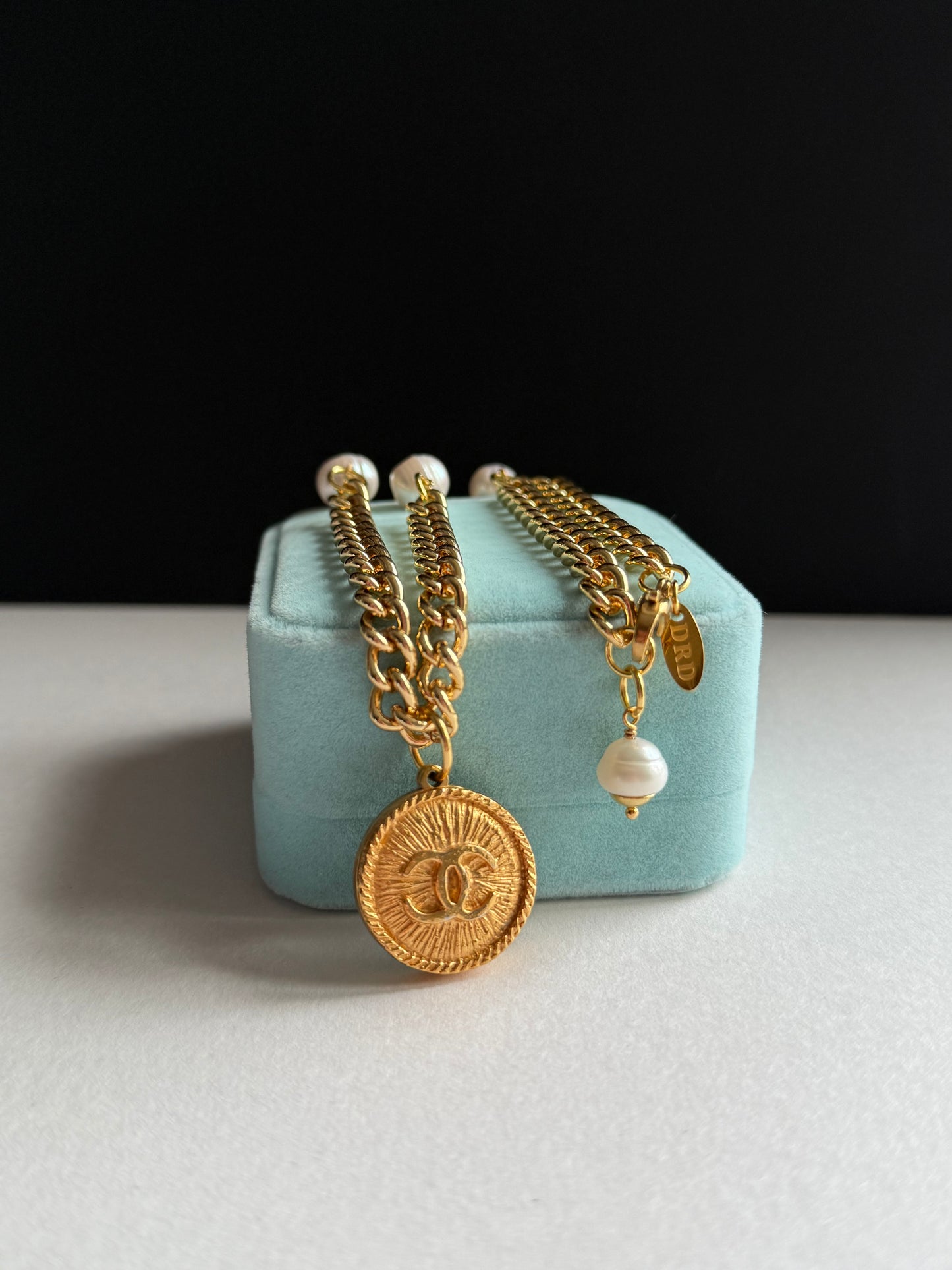 Extremely rare Authentic Reworked gold Button Necklace