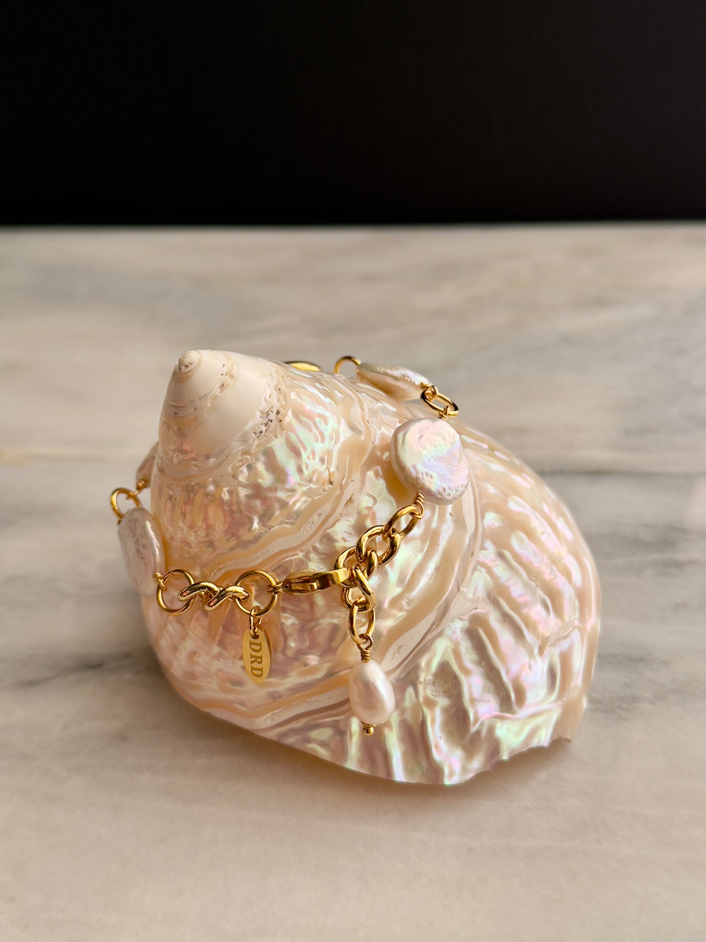 ONE OF A KIND pearl and reworked button bracelet button bracelet • gorgeous unique chain
