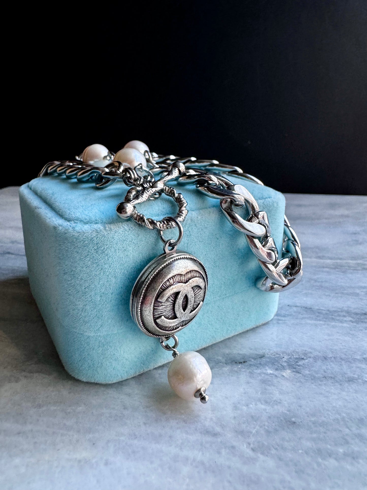 Extremely rare Authentic Reworked silver Button Necklace
