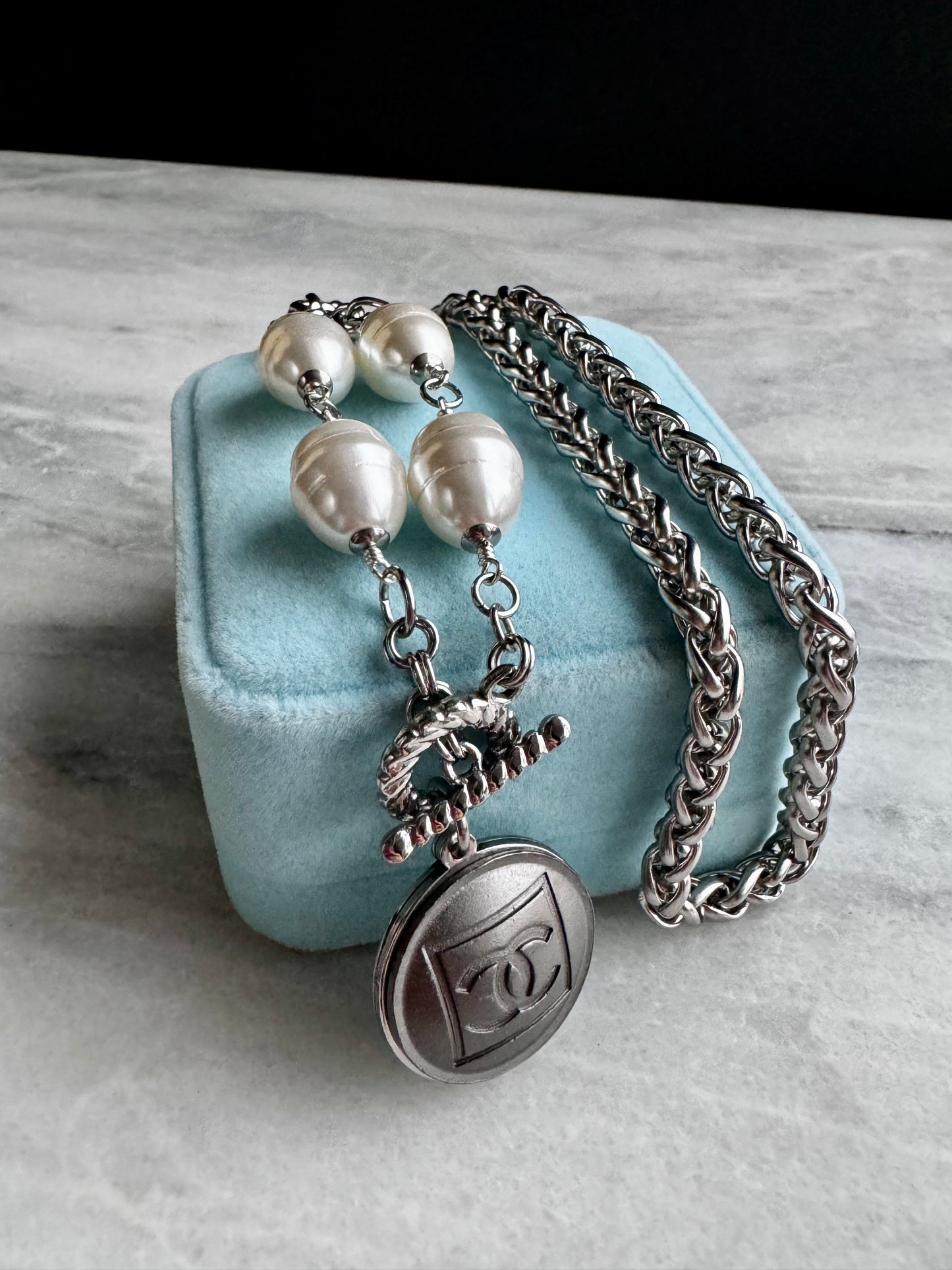 Extremely rare Authentic Reworked silver Button Necklace