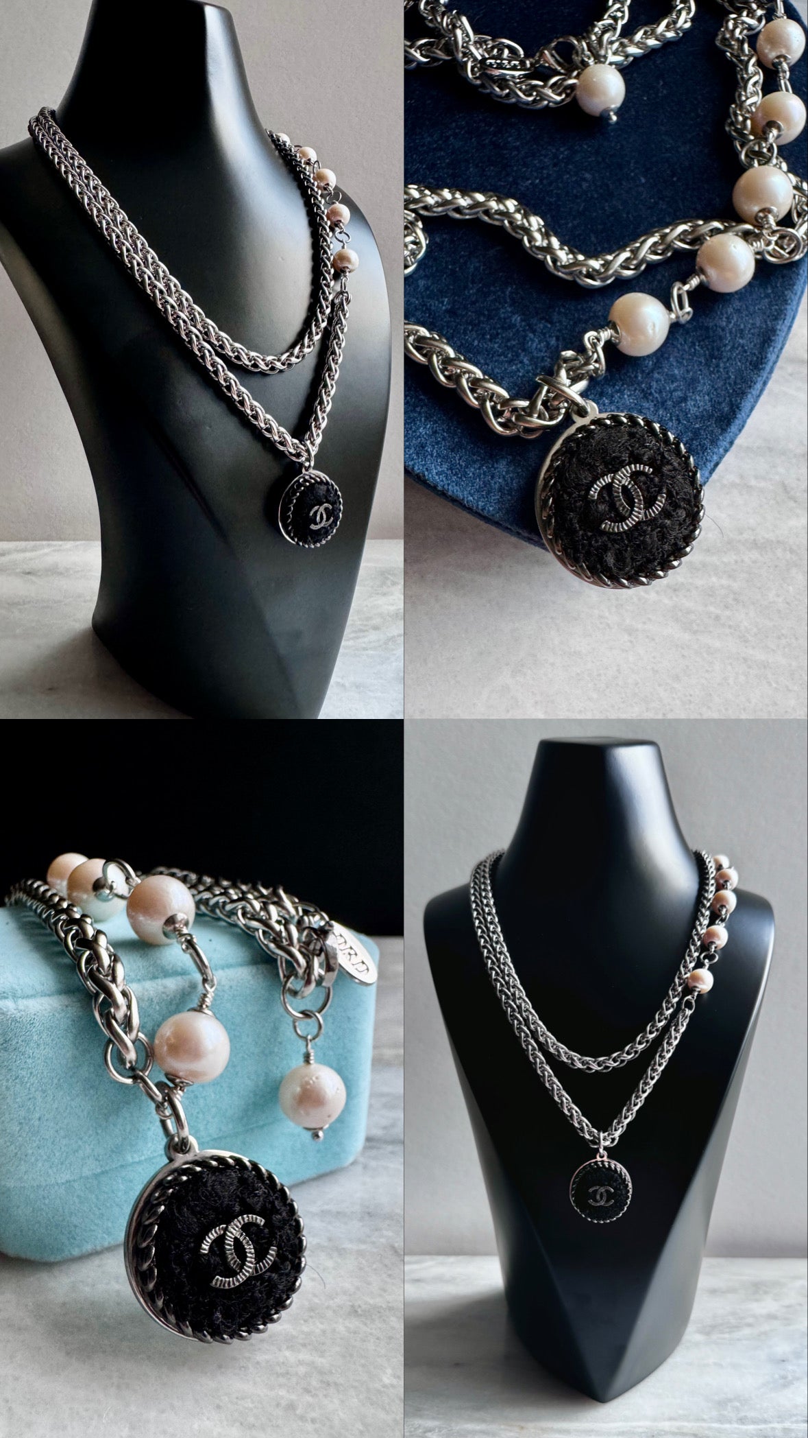 Extremely rare Authentic Reworked silver Button Necklace