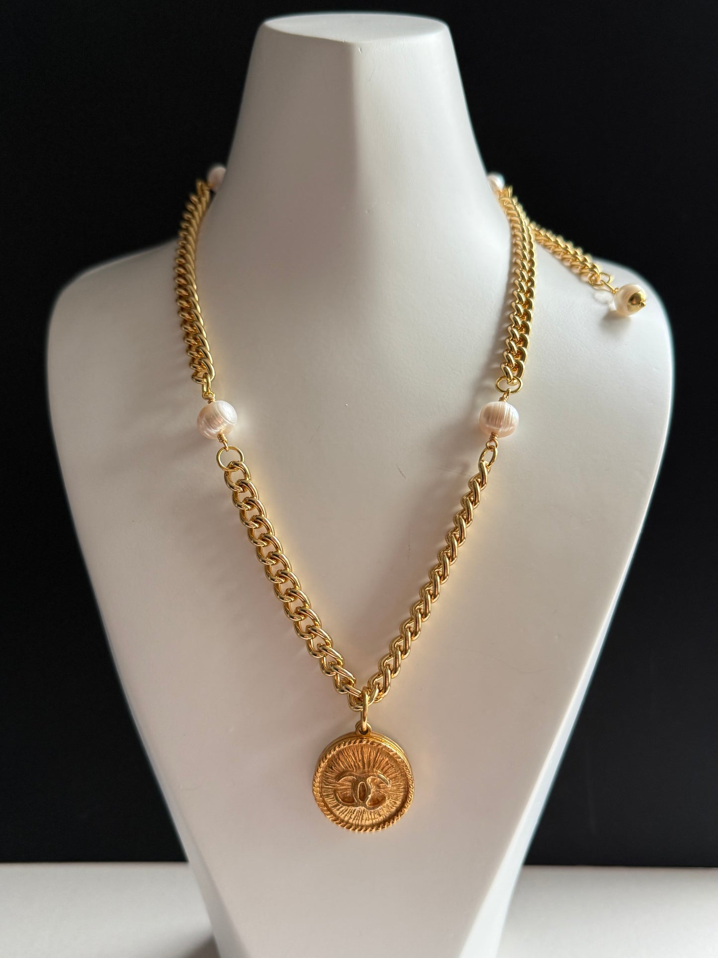 Extremely rare Authentic Reworked gold Button Necklace