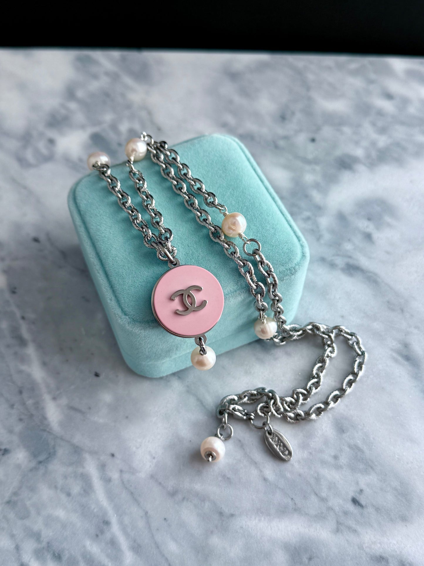 🖤 Extremely rare Authentic Reworked silver Button Necklace